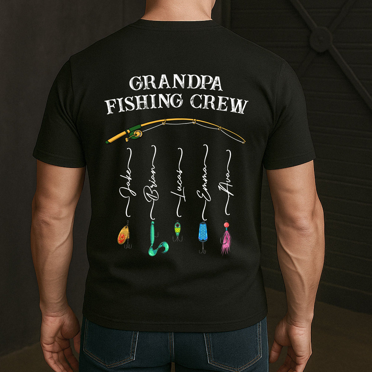 Grandpa Fishing Crew Colorful - Personalized Shirt