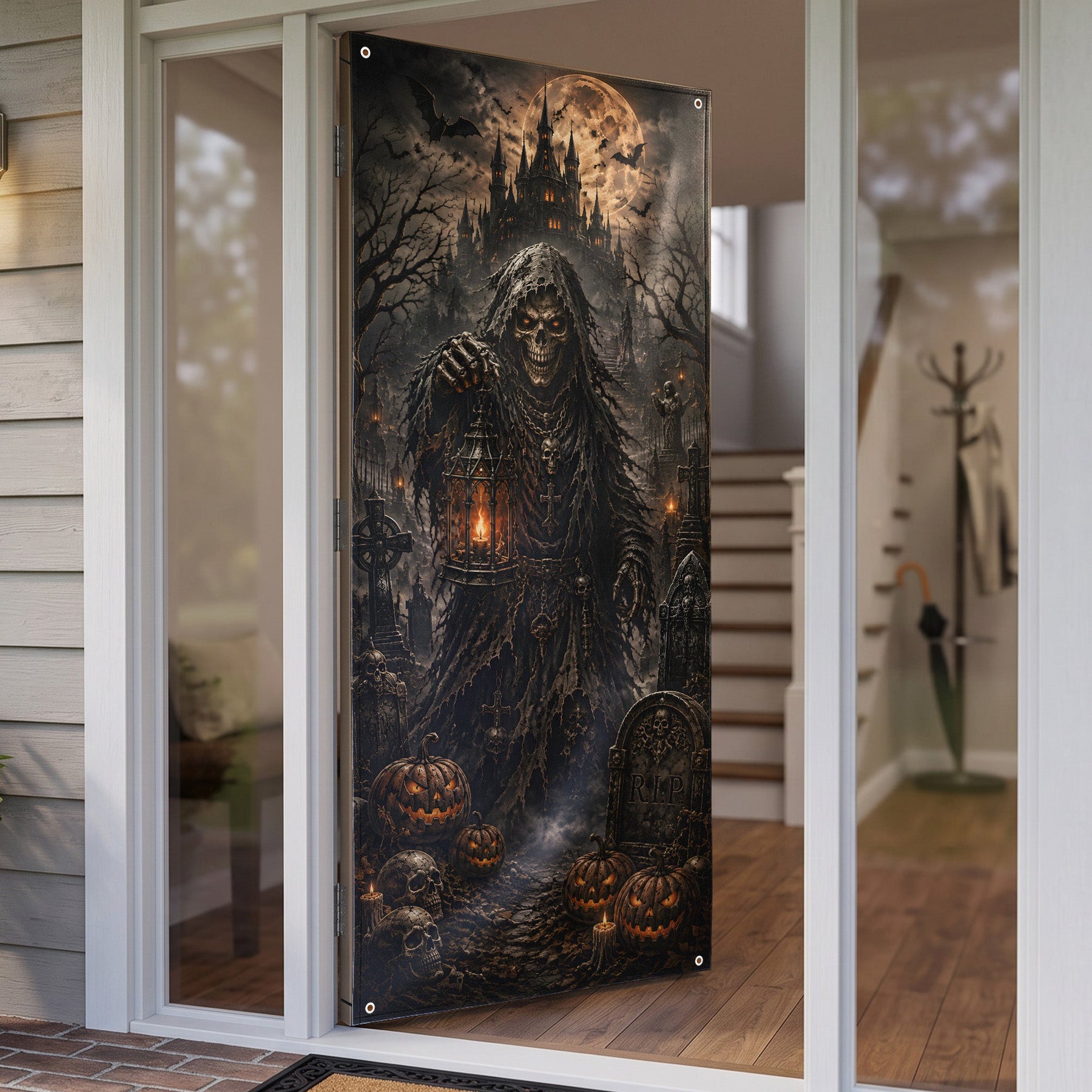 Halloween Door Decorations Creepy Scary Pumpkin Tunnel - Personalized Door Cover