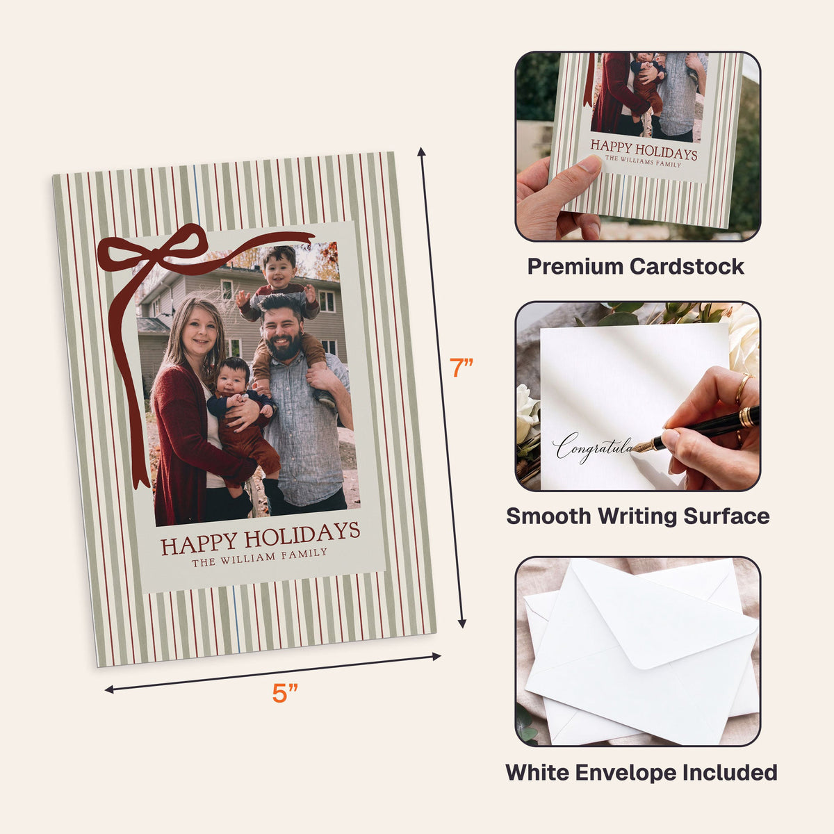 Happy Holidays Merry Christmas Custom Photo Christmas Card - Personalized Cards