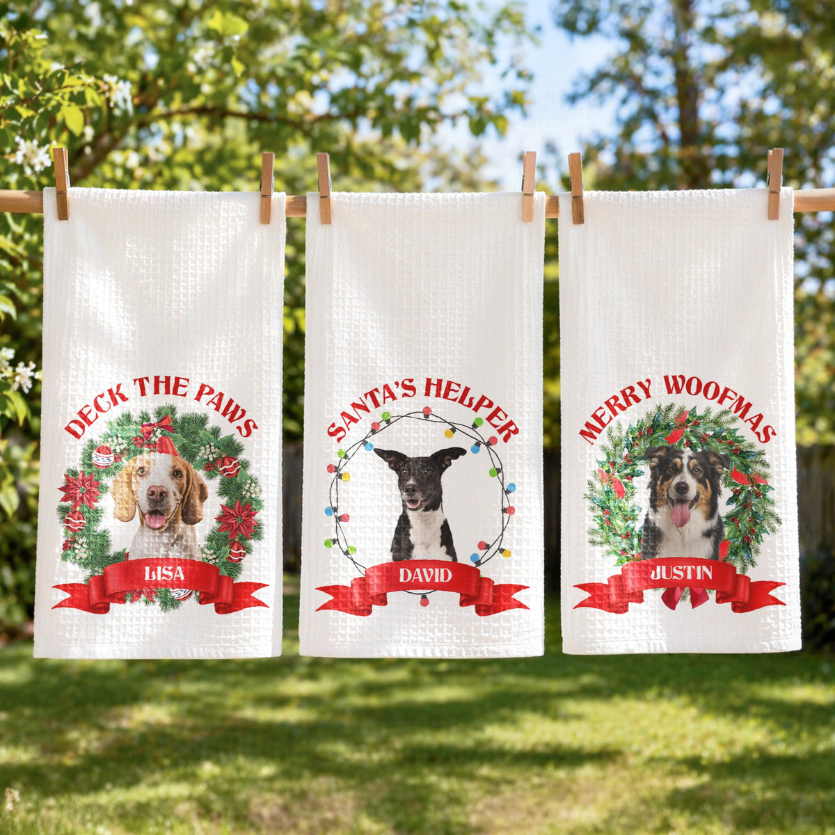 Happy Pawlidays, Christmas Gift For Pet Lover, Dog Lover, Cat Lover - Personalized Kitchen Towel