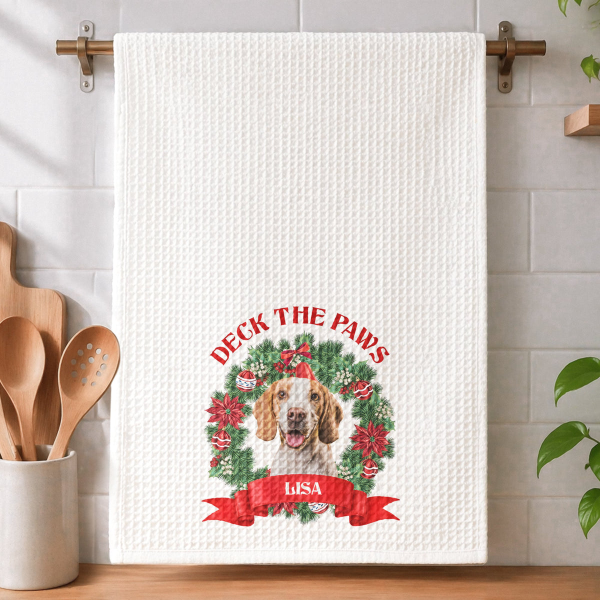 Happy Pawlidays, Christmas Gift For Pet Lover, Dog Lover, Cat Lover - Personalized Kitchen Towel