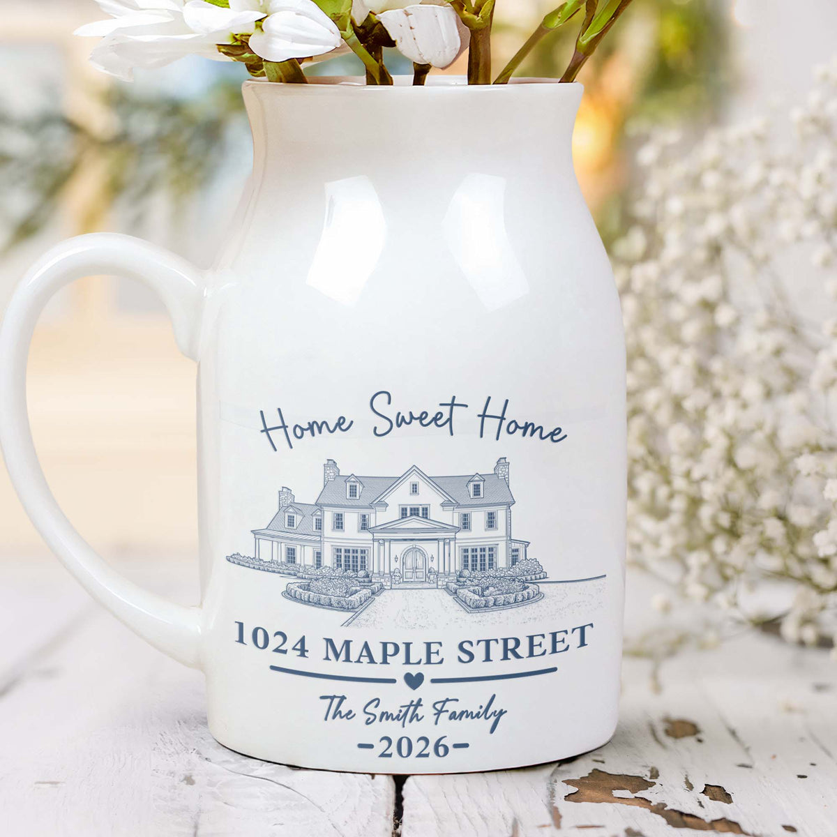 Home Sweet Home Custom Photo New Home Christmas Gifts For Couple, Family - Personalized Vase