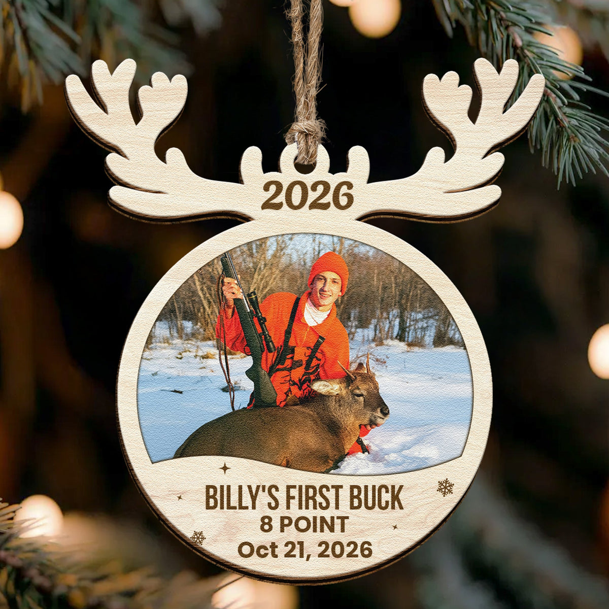 Hunting First Memorable Moment With Kid - Personalized Wooden Photo Ornament