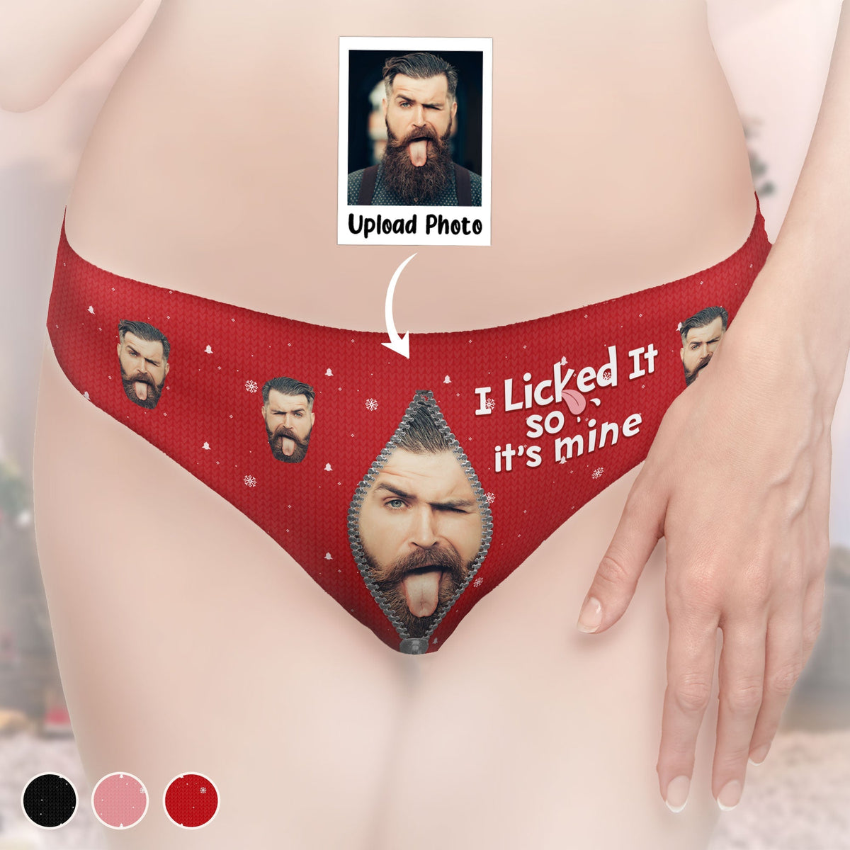 I Licked It So It's Mine - Personalized Photo Women's Low-waisted Brief - Gift For Wife