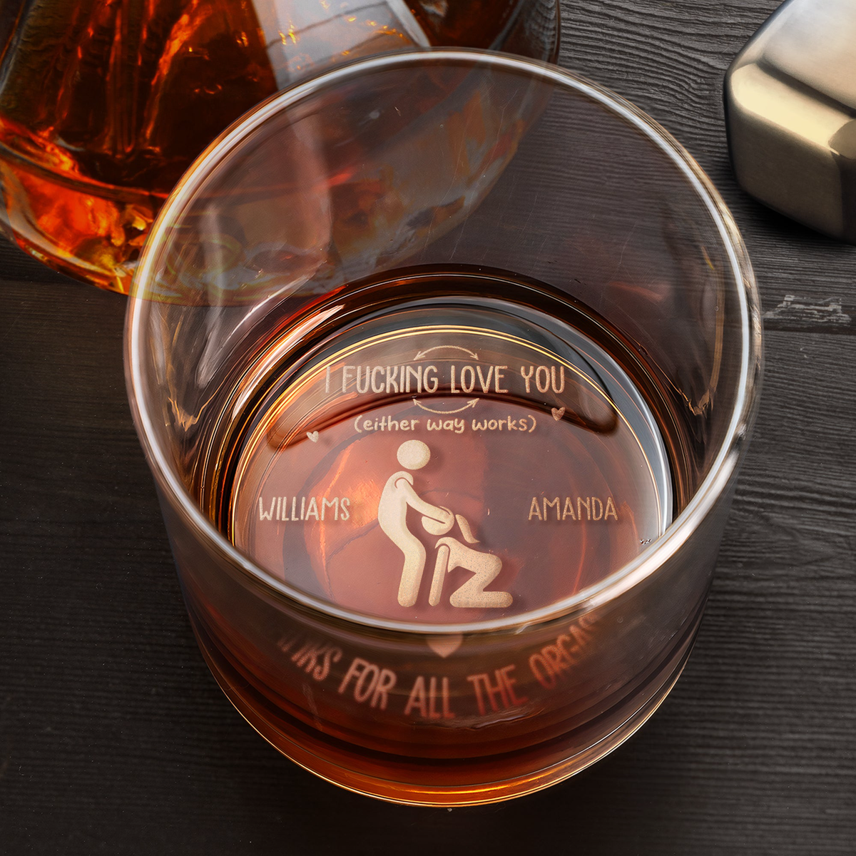 I F Love You Thanks For All The Orgasms Funny Gifts For Men - Personalized Whiskey Glass
