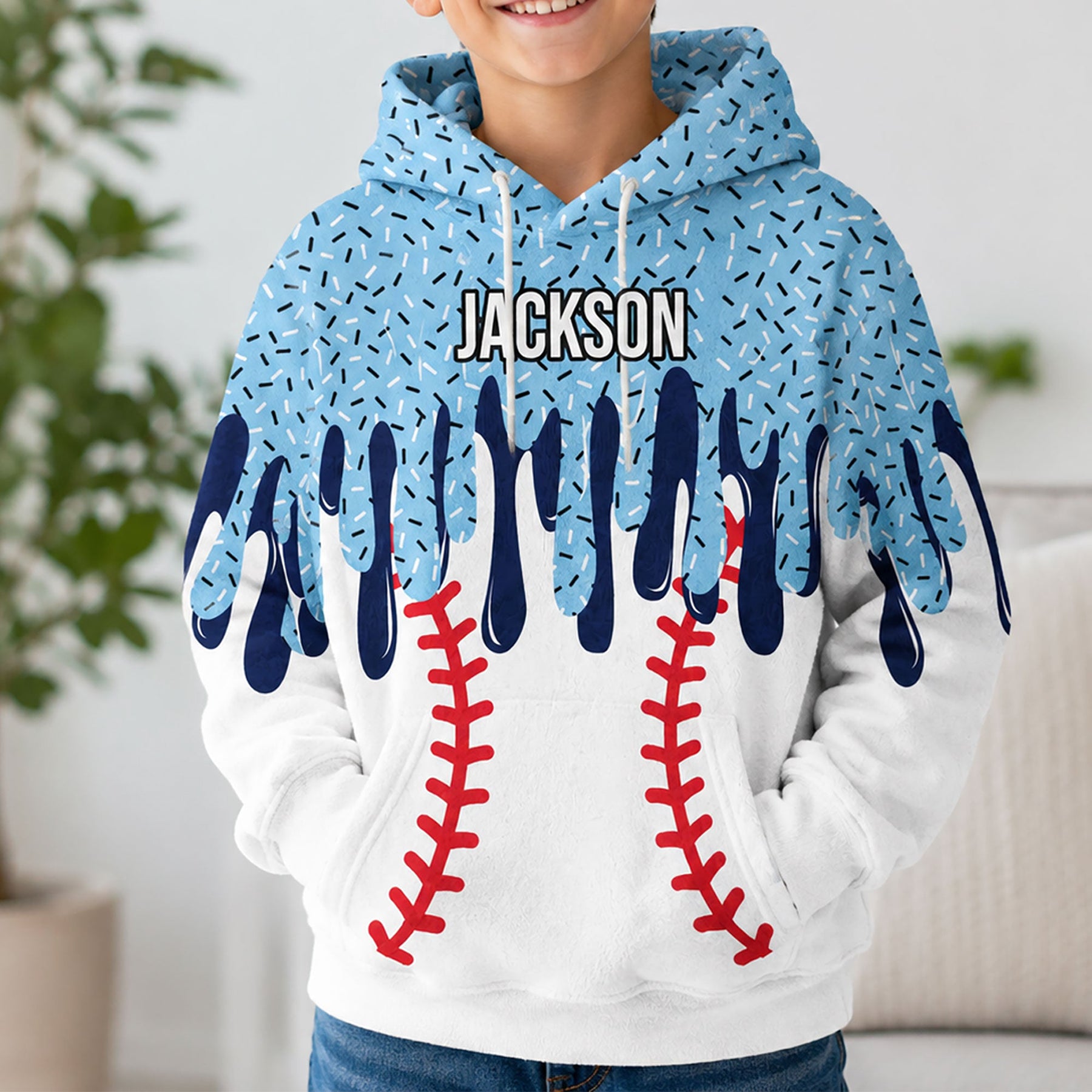 Icecream Drip Design For Baseball, Softball, Soccer, Football, Basketball, Hockey Lover - Personalized Hoodie