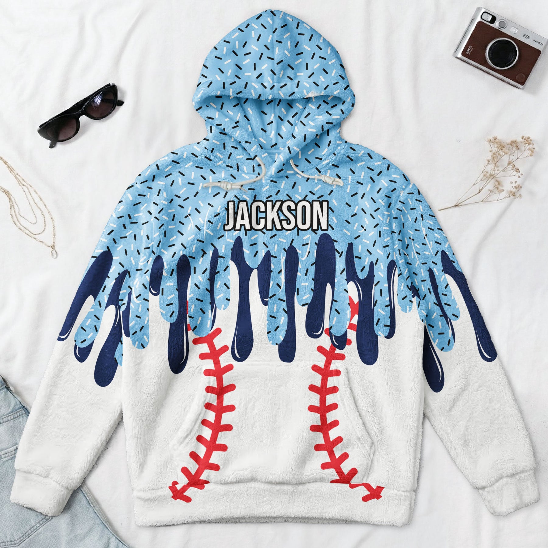 Icecream Drip Design For Baseball, Softball, Soccer, Football, Basketball, Hockey Lover - Personalized Hoodie