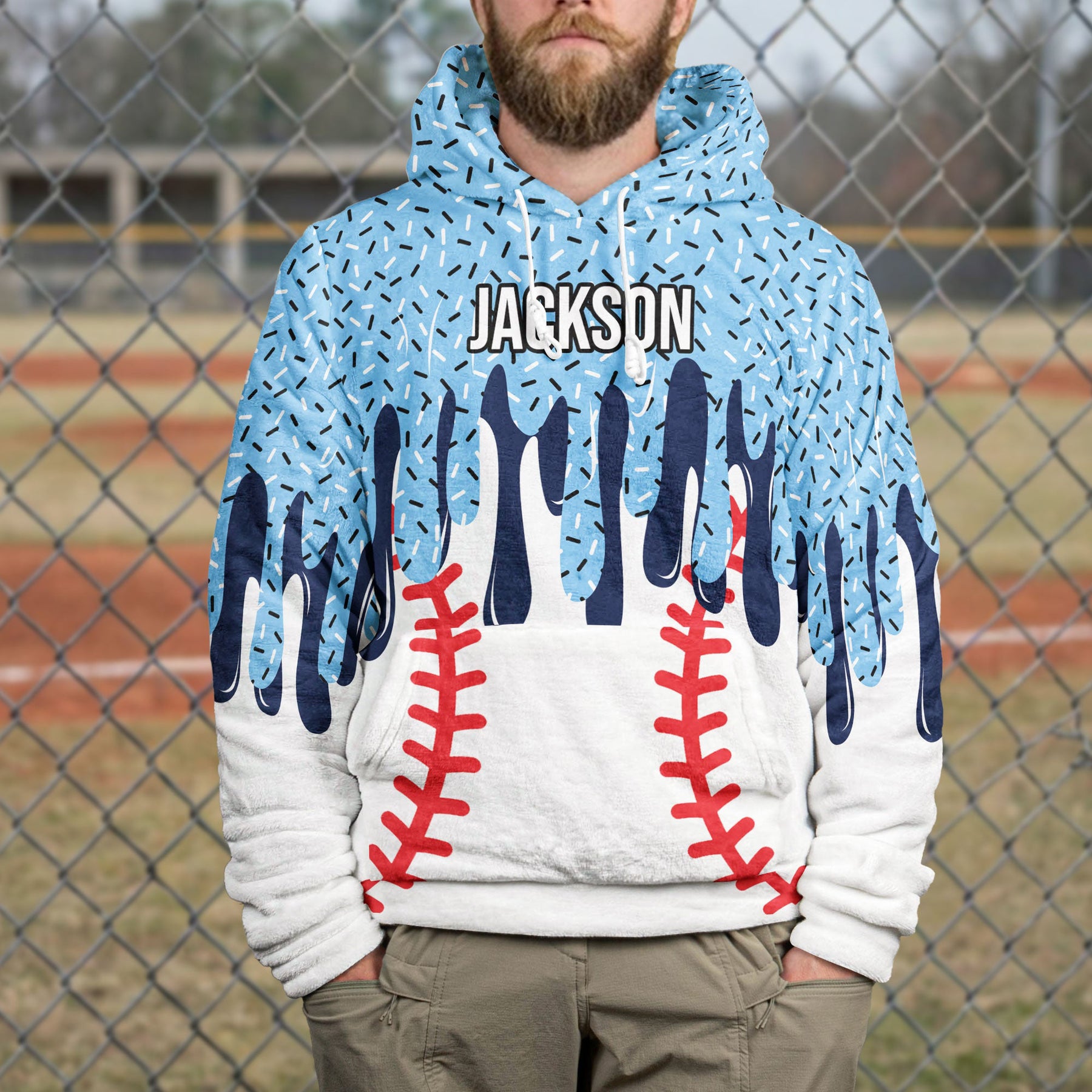 Icecream Drip Design For Baseball, Softball, Soccer, Football, Basketball, Hockey Lover - Personalized Hoodie