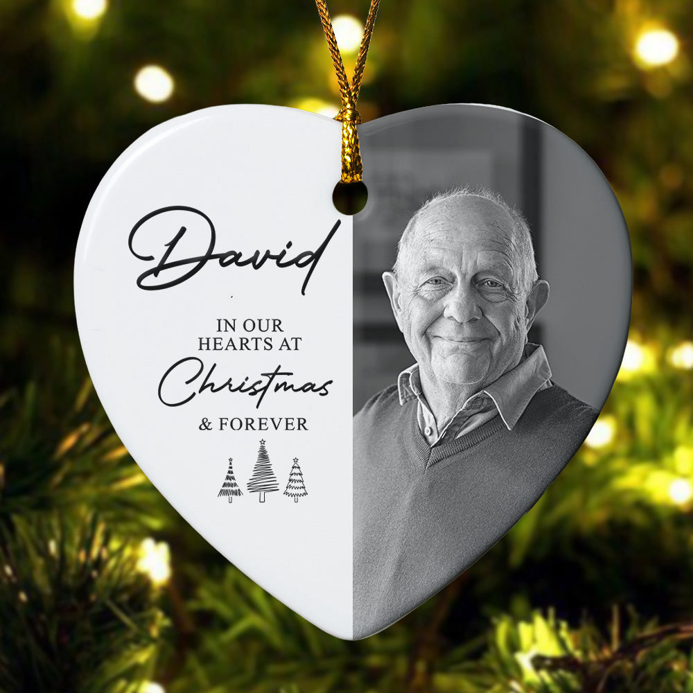 In Our Heart At Christmas & Forever Custom Photo Christmas Gifts - Personalized Ornament