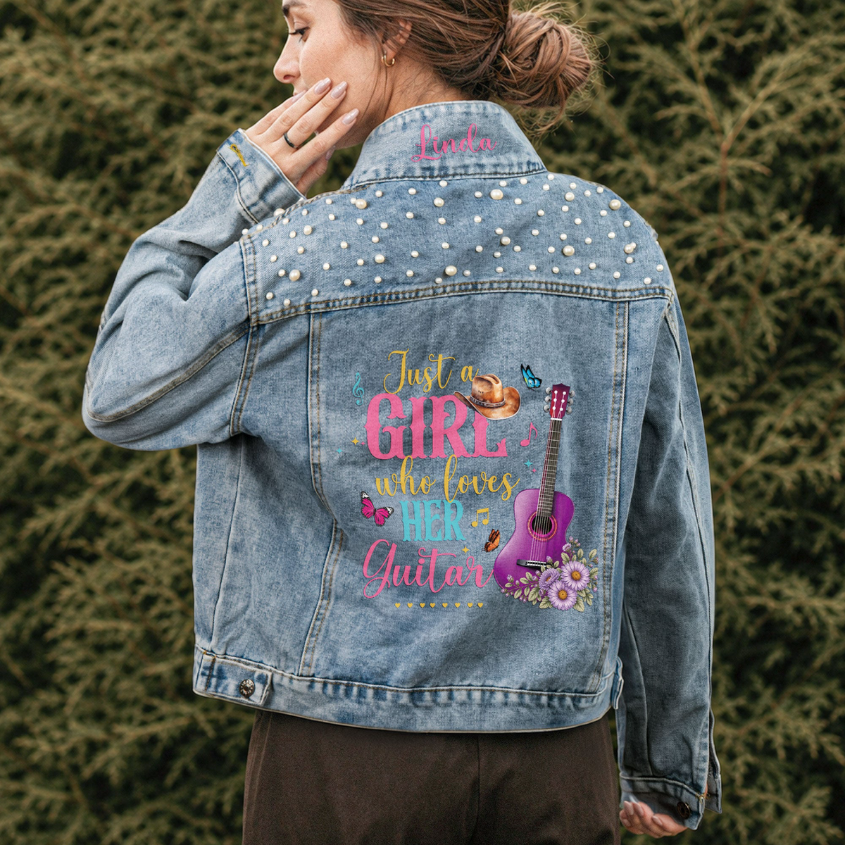 Just A Girl Who Loves Her Guitar - Personalized Denim Jacket