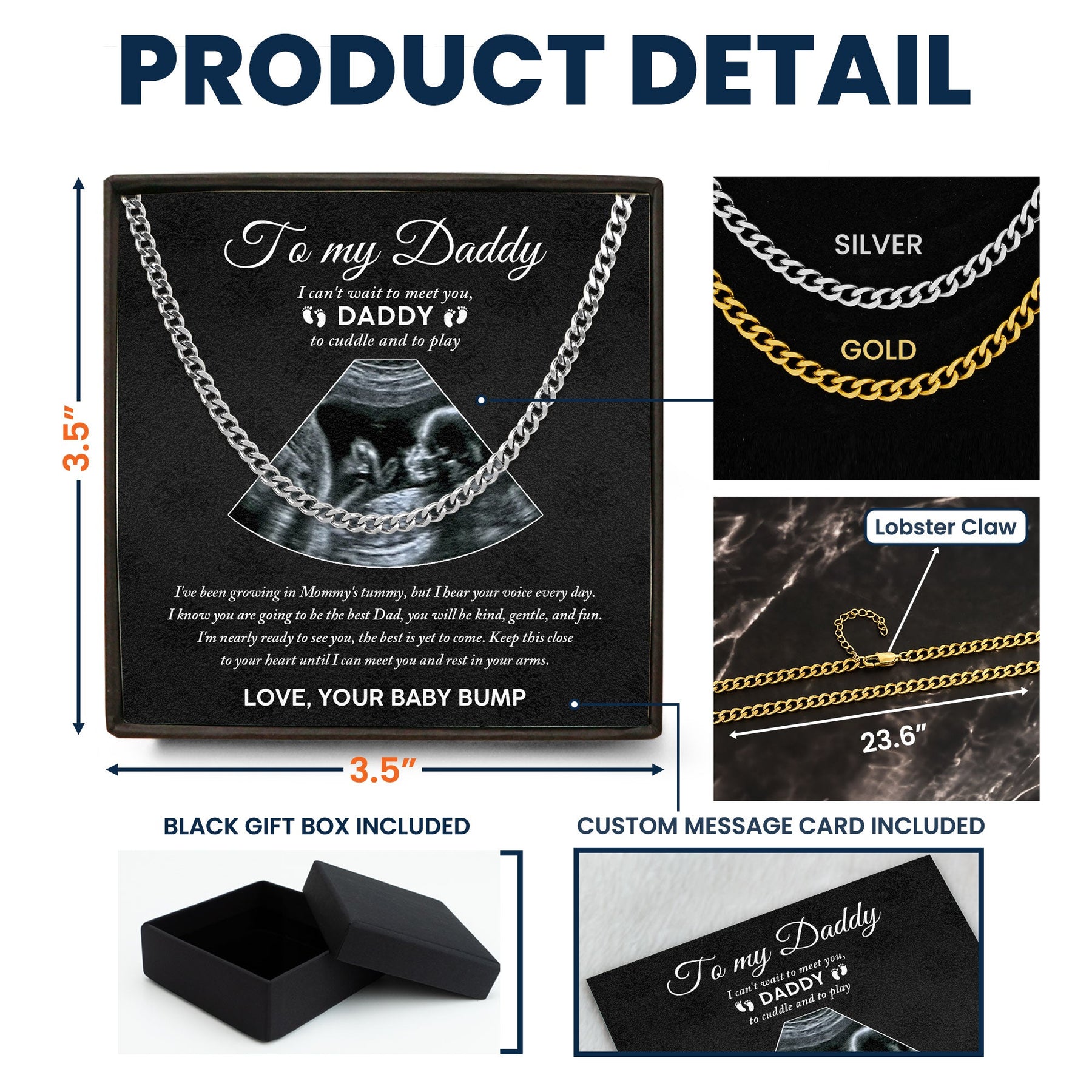 Keep This Close To Your Heart Until I Can Meet You - Personalized Photo Men's Cuban Link Chain