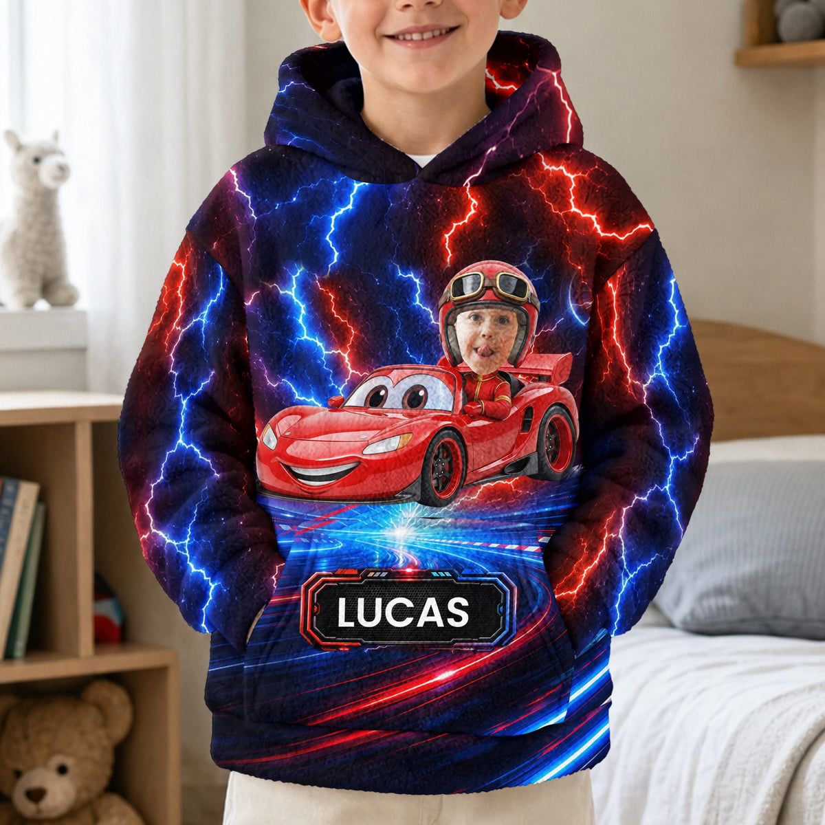 Kid Racing Custom Photo - Personalized Hoodie