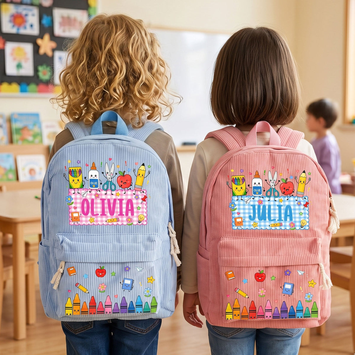 Kid Pencil Apple Notebook Crayon Design - Personalized Backpack