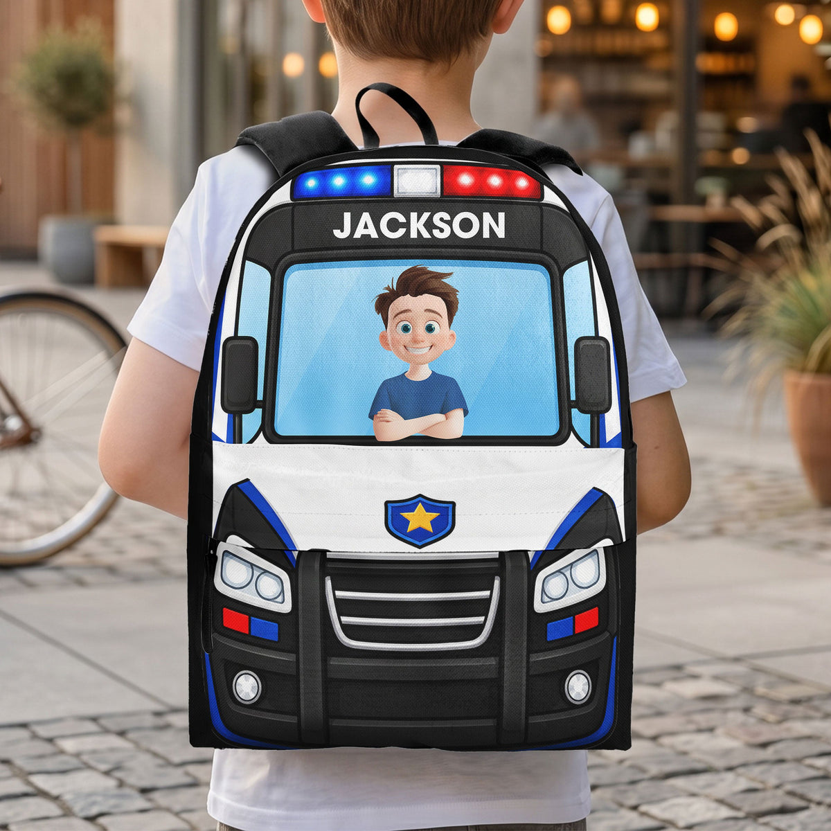 Kid Riding Car - Personalized Backpack