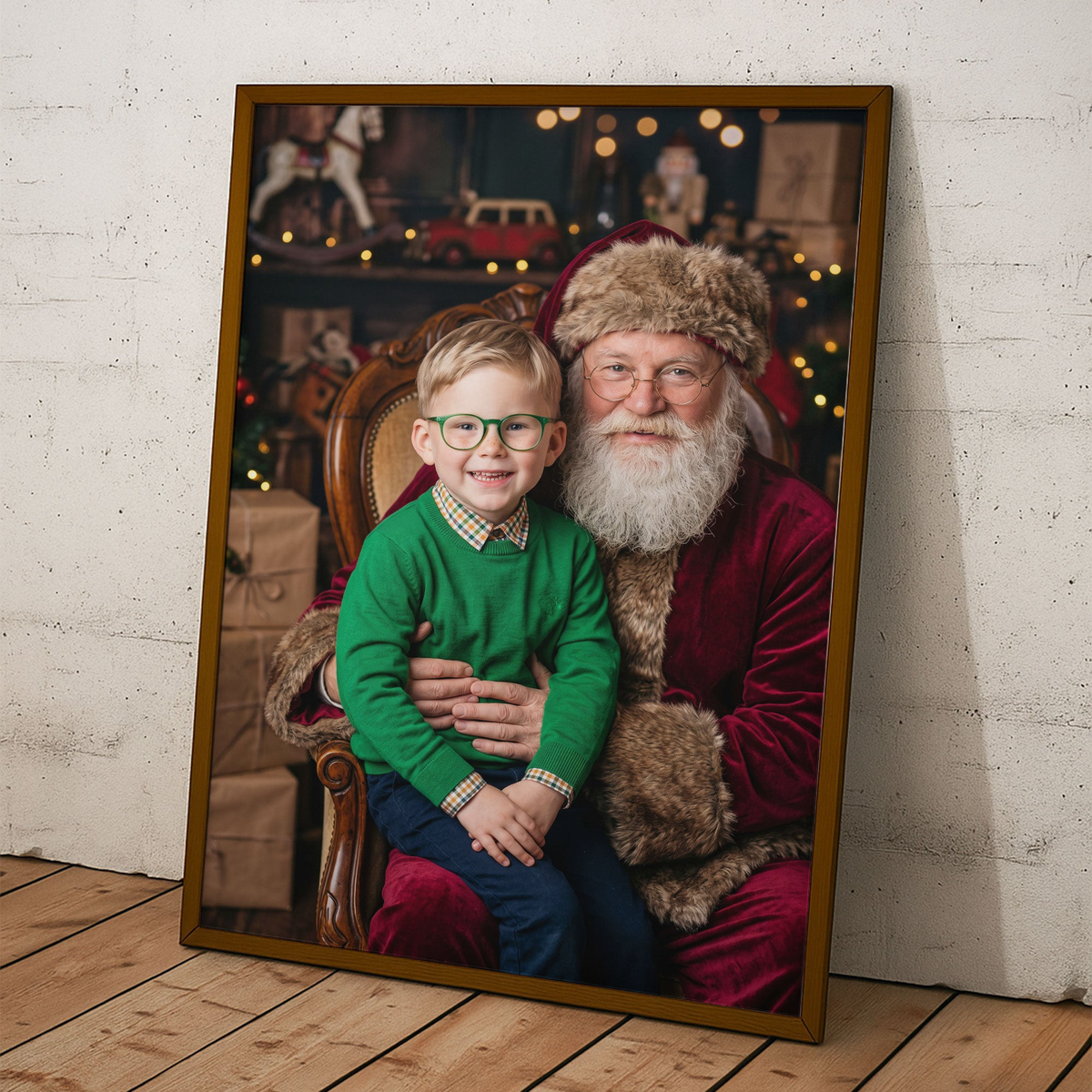 Kid Santa Lap Portrait Christmas Decoration - Personalized Poster