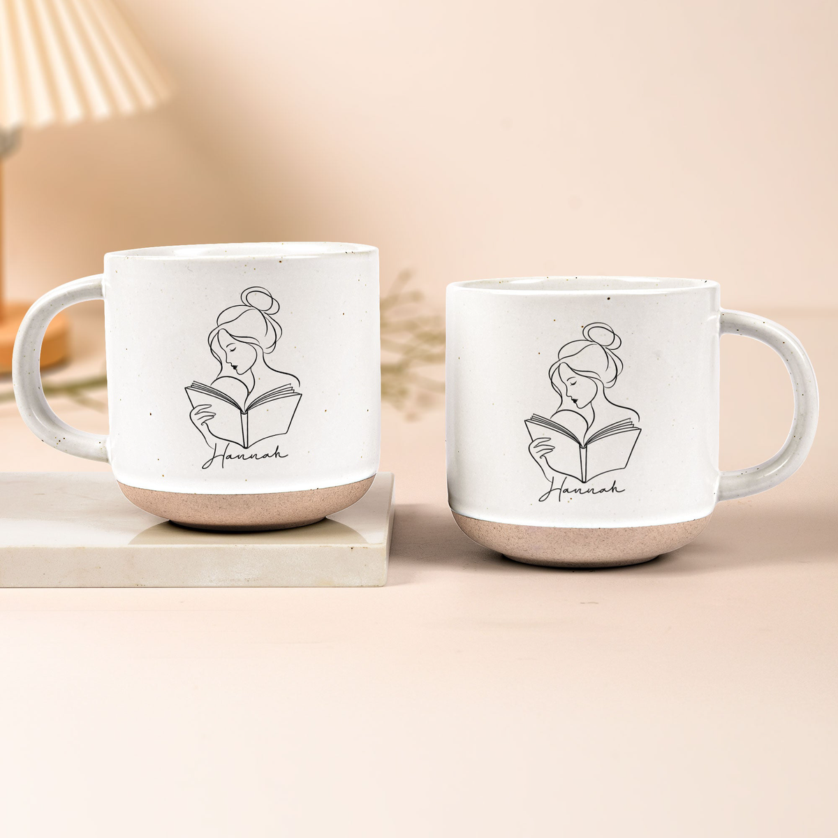 Line Art Book Reading Gift For Book Lover - Personalized Mug