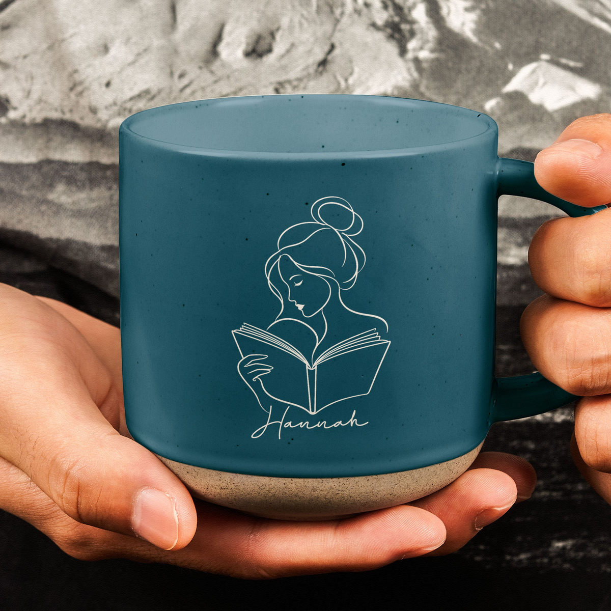 Line Art Book Reading Gift For Book Lover - Personalized Mug