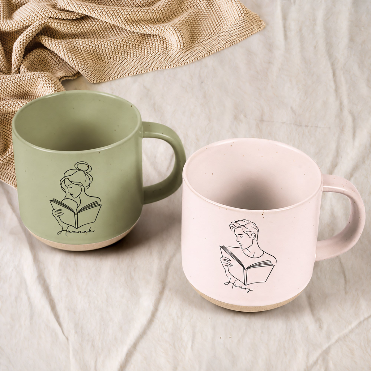 Line Art Book Reading Gift For Book Lover - Personalized Mug