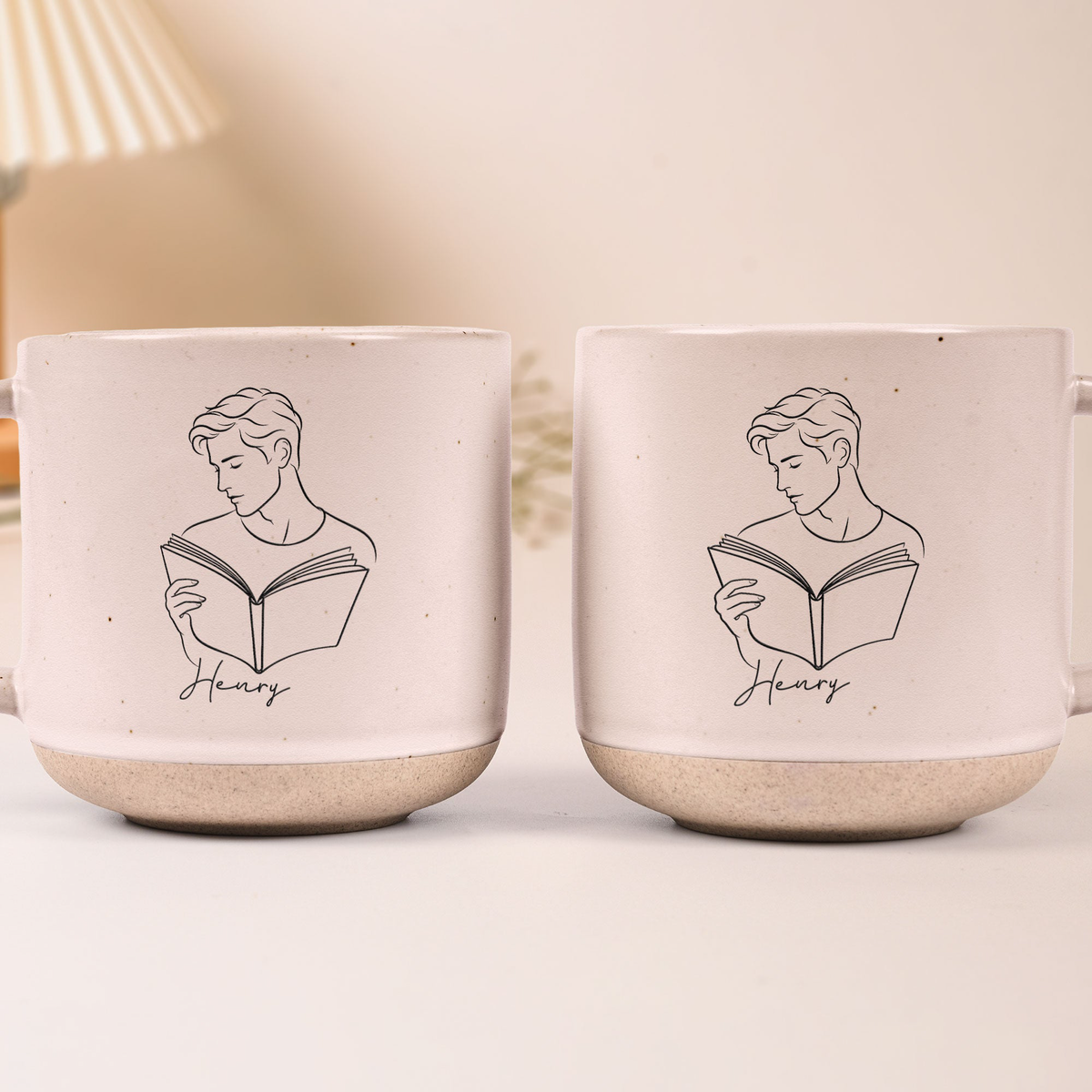 Line Art Book Reading Gift For Book Lover - Personalized Mug