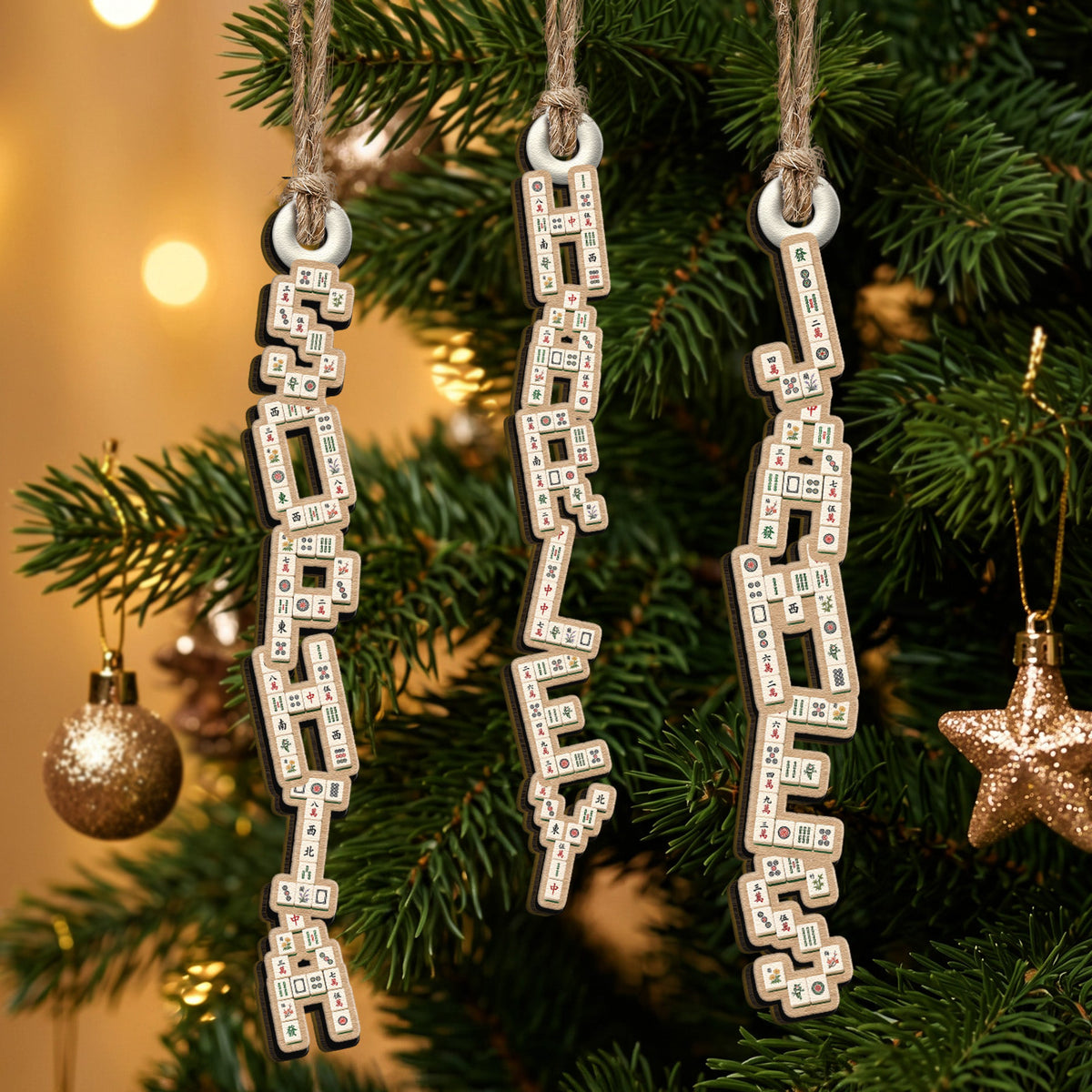 Mahjong Letter With Names For Family, Friends Mahj Girls - Personalized Ornament