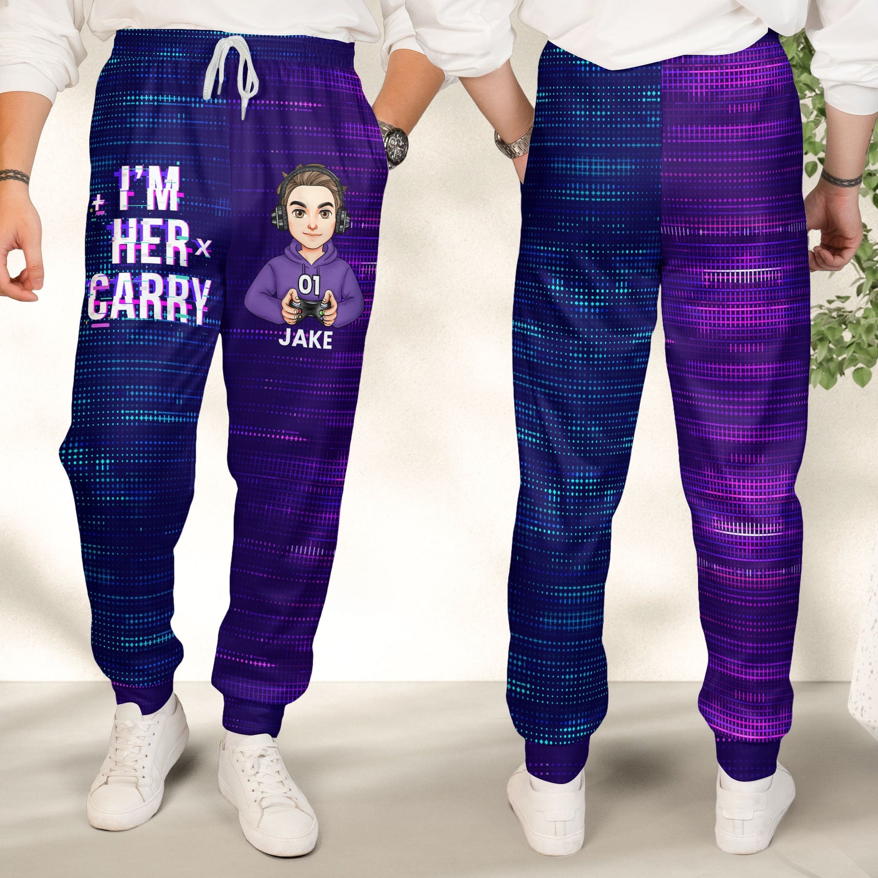 Matching Gaming Couples Player 01 02 For Gamer Lovers - Personalized Lounge Pants With Pockets