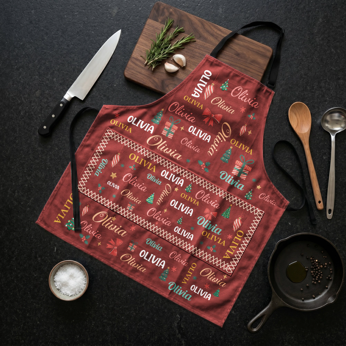 Matching Family Christmas Apron For Adults, Kids - Baking Xmas - Personalized Apron