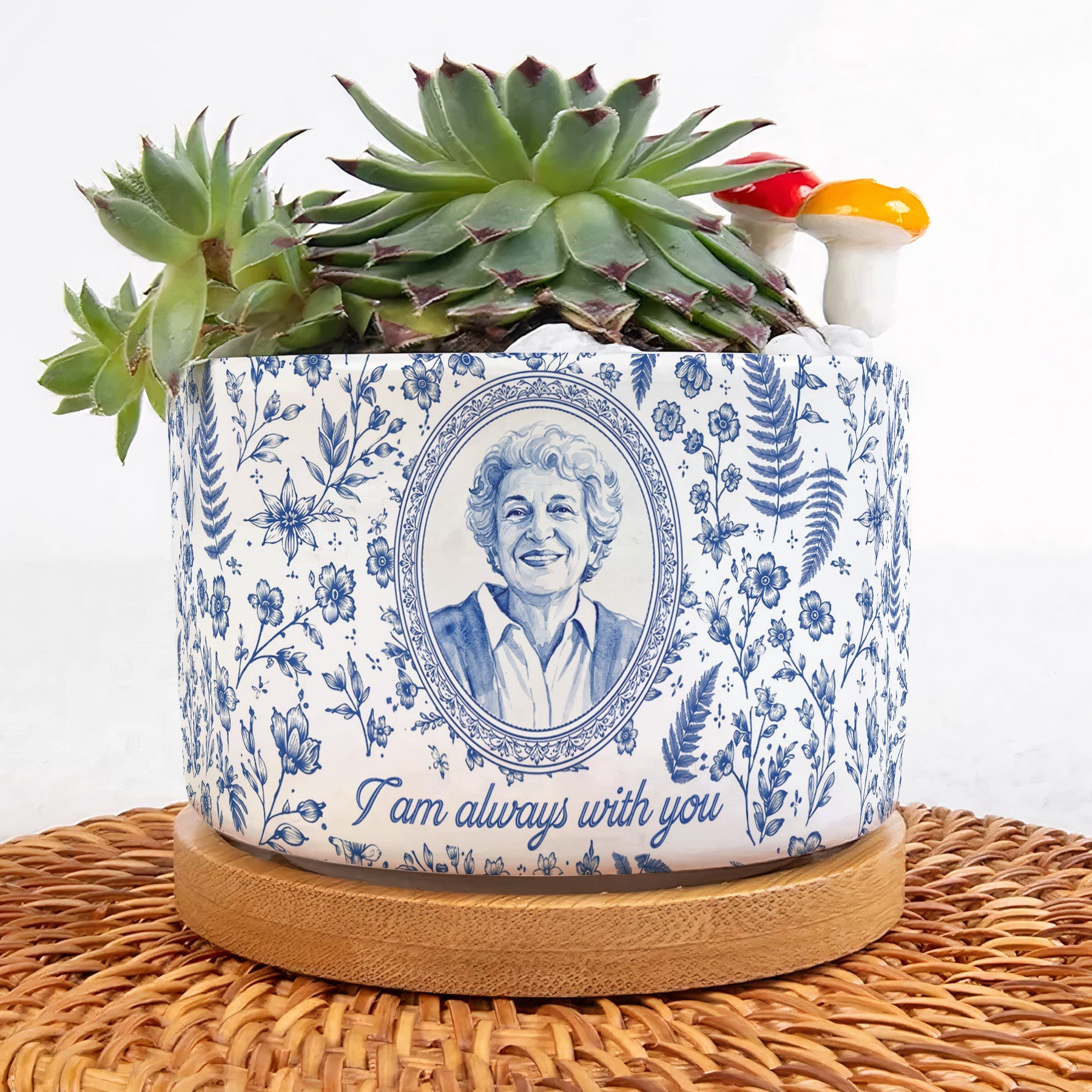 Memorial Portrait Gift For Loss Of Loved One Remembrance - Personalized Plant Pot