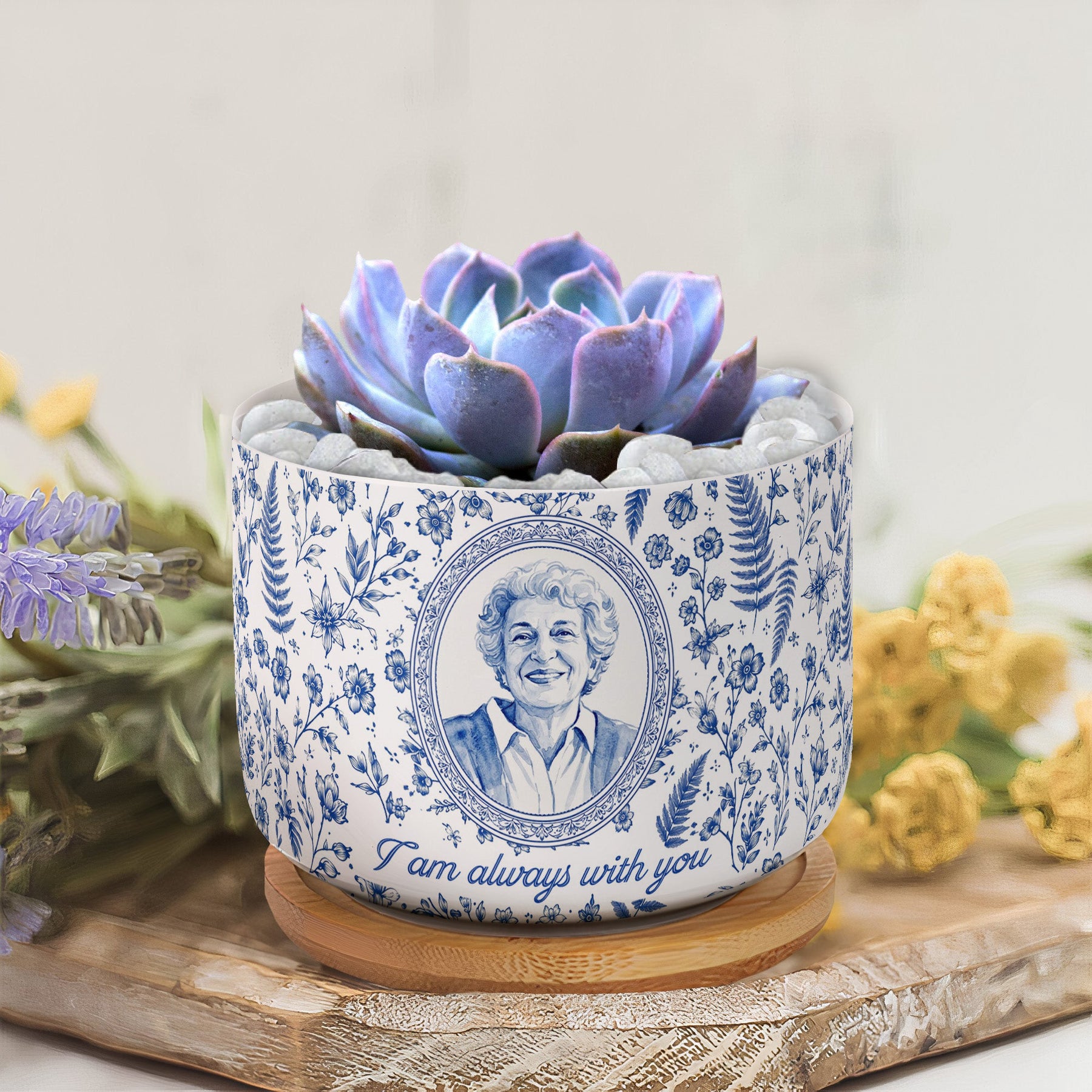 Memorial Portrait Gift For Loss Of Loved One Remembrance - Personalized Plant Pot