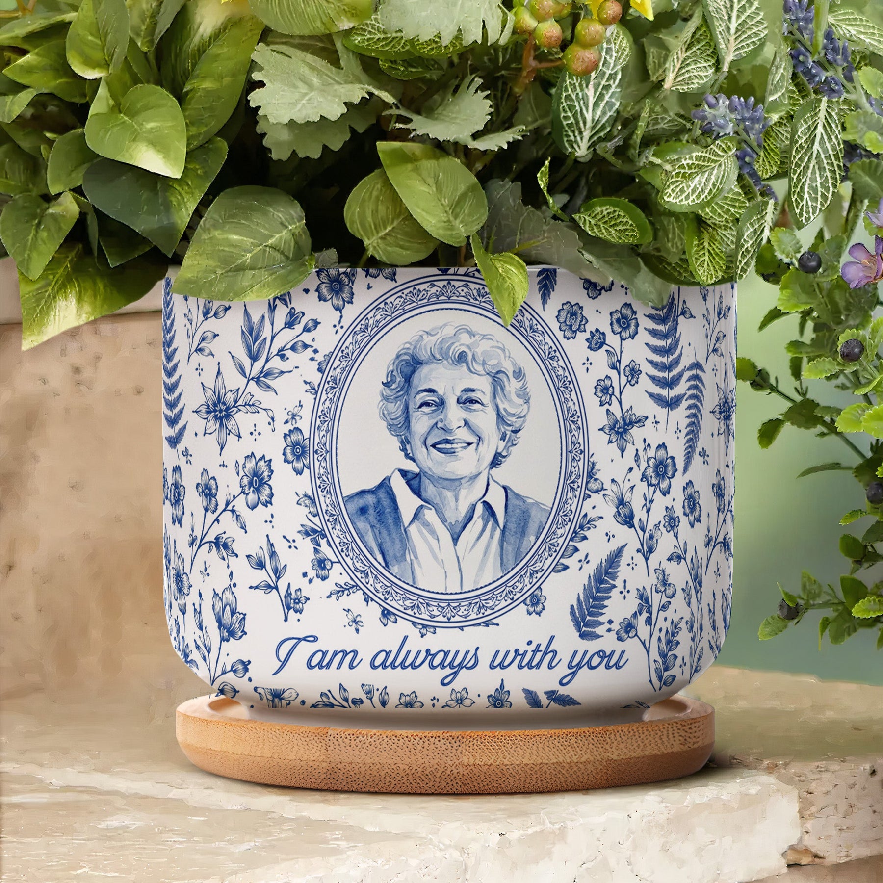 Memorial Portrait Gift For Loss Of Loved One Remembrance - Personalized Plant Pot