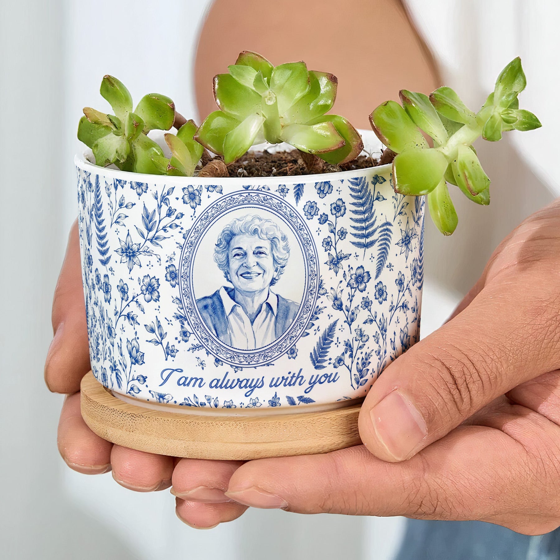 Memorial Portrait Gift For Loss Of Loved One Remembrance - Personalized Plant Pot
