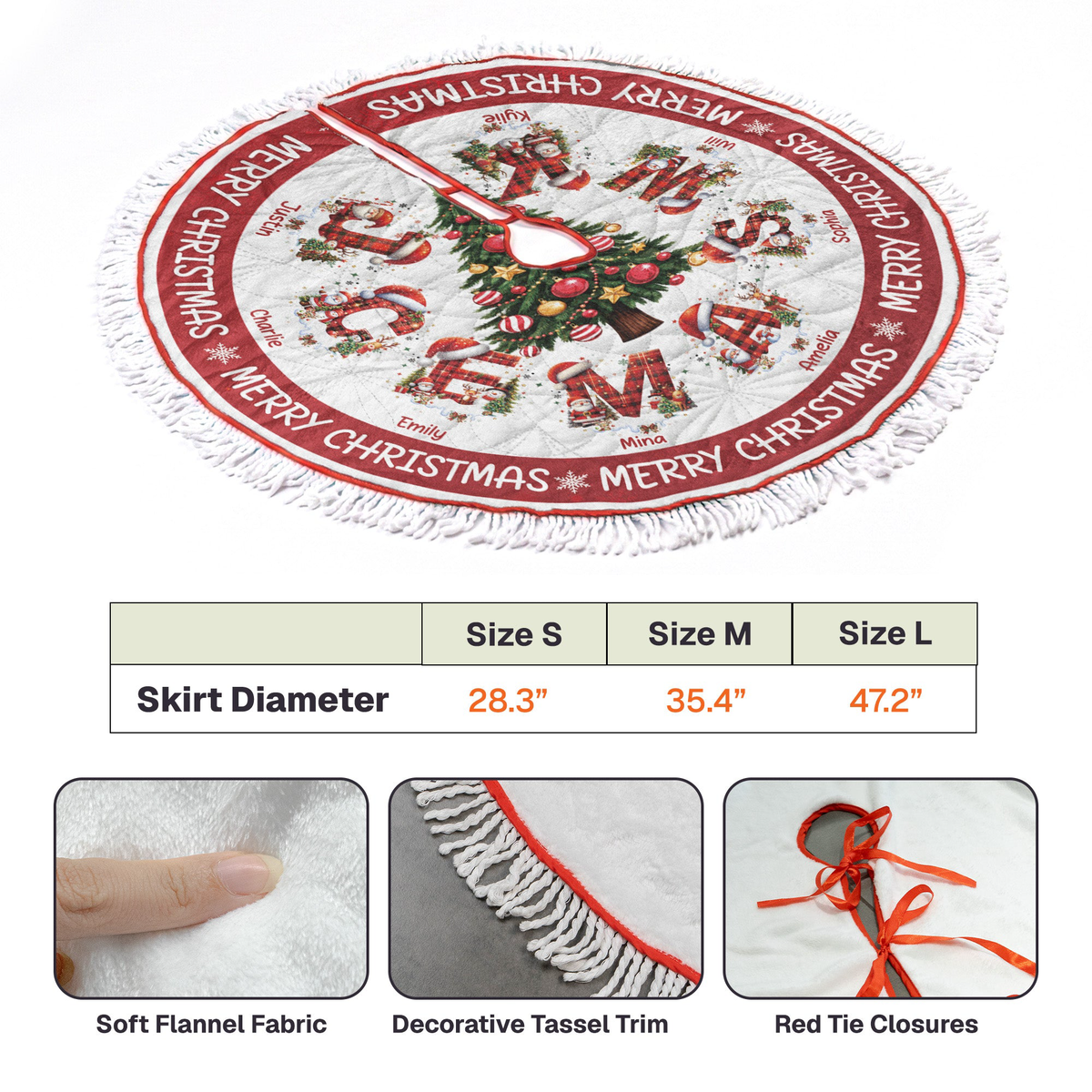 Merry Christmas Custom Aphabet - Personalized Tree Skirt