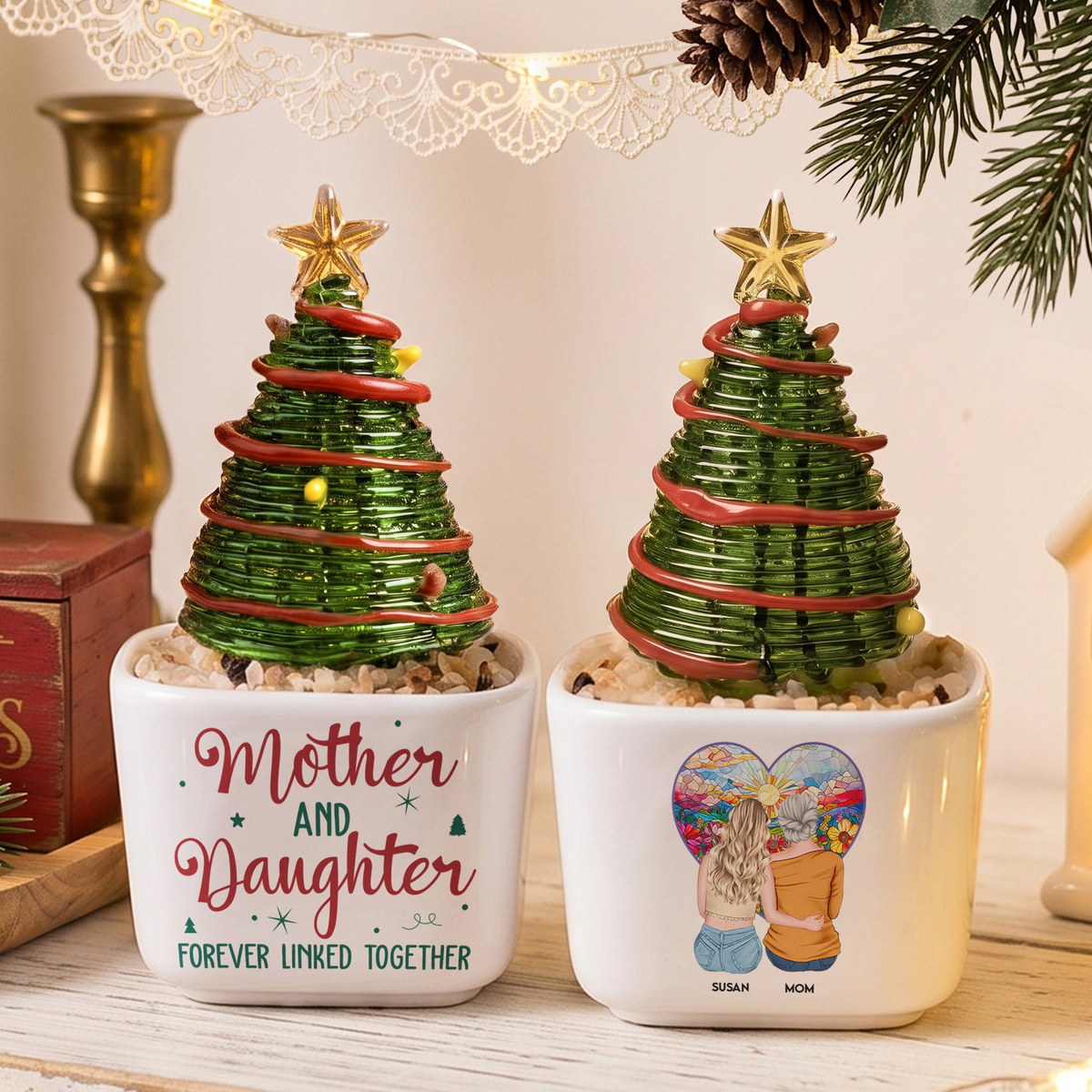 Mother & Daughter - Linked Together - Personalized Plant Pot