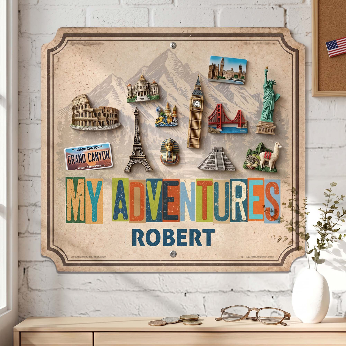 My Adventures - Personalized Metal Magnet Board