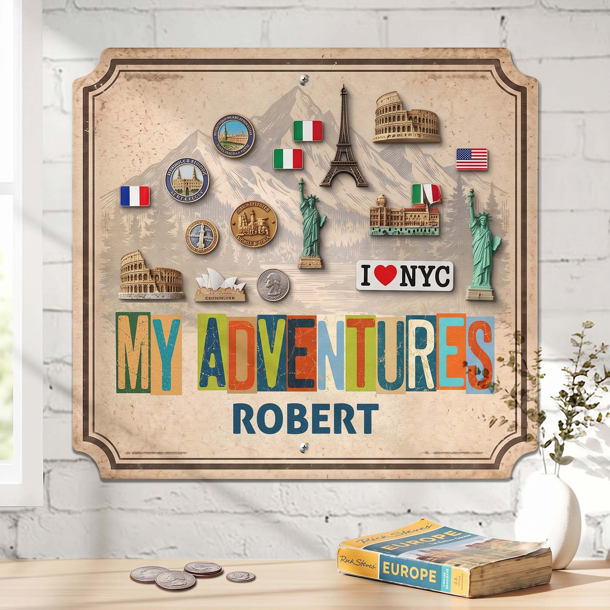 My Adventures - Personalized Metal Magnet Board