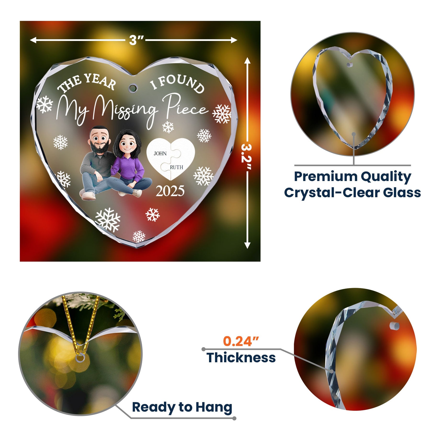 My Missing Piece - Personalized Glass Ornament