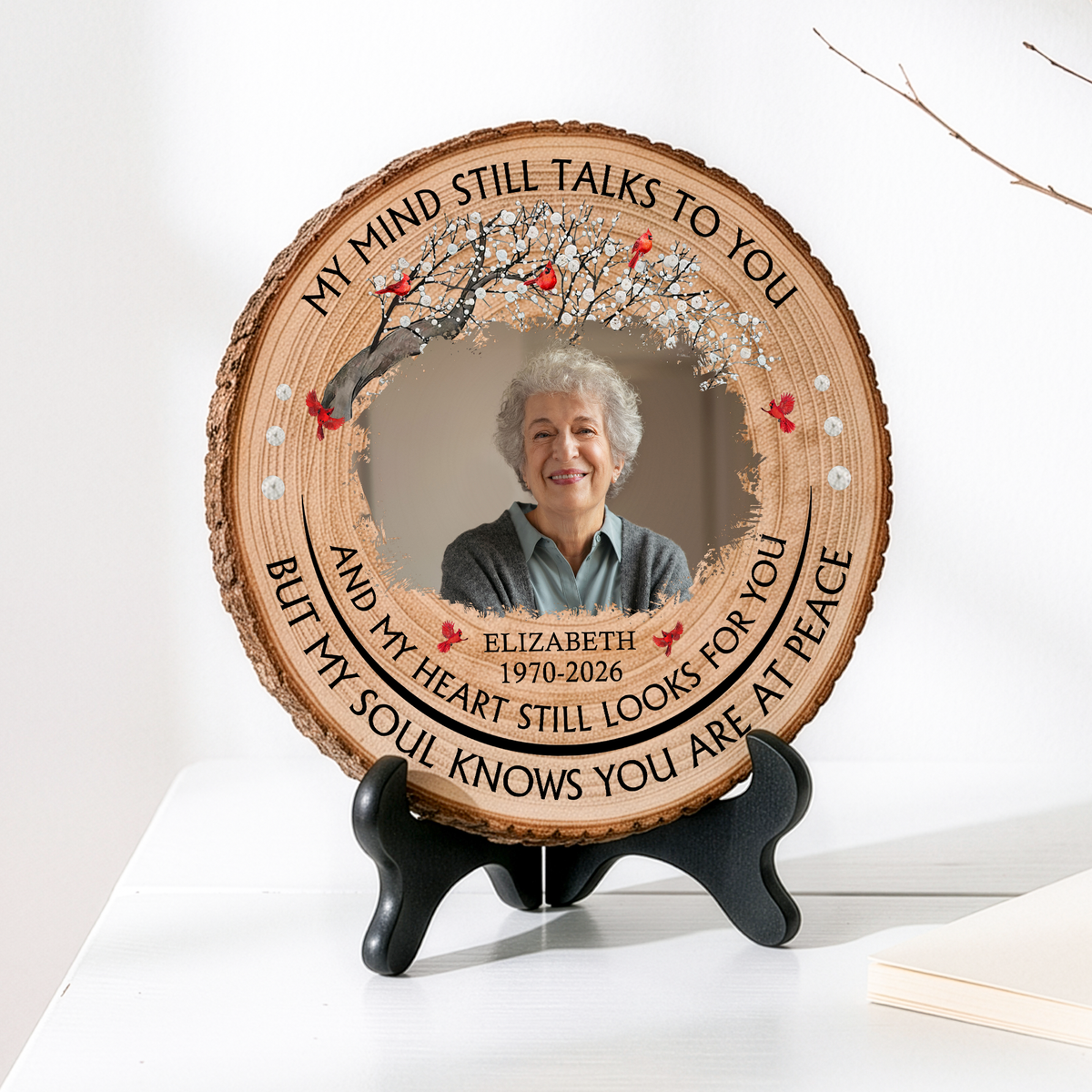 My Mind Still Talks To You Custom Photo Memorial Gifts - Personalized Wooden Plaque