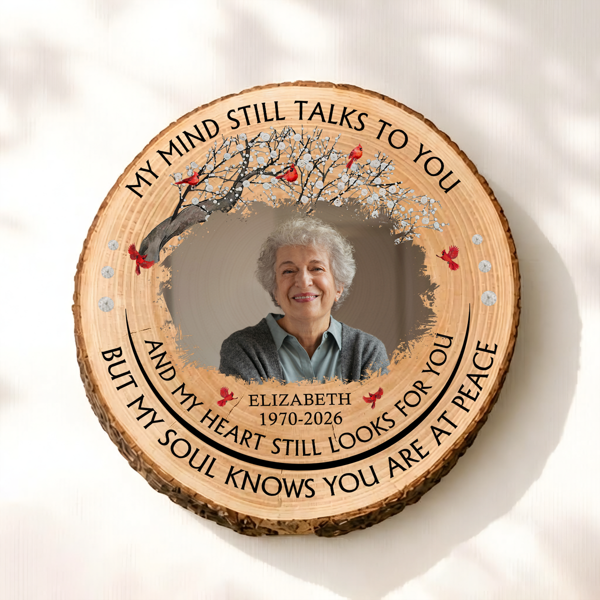 My Mind Still Talks To You Custom Photo Memorial Gifts - Personalized Wooden Plaque
