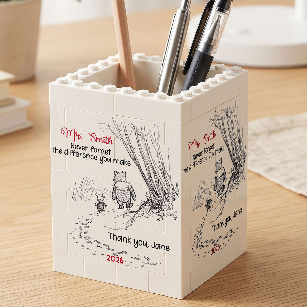 Never Forget The Difference You Make - Thank You Gift - Personalized Pen Holder