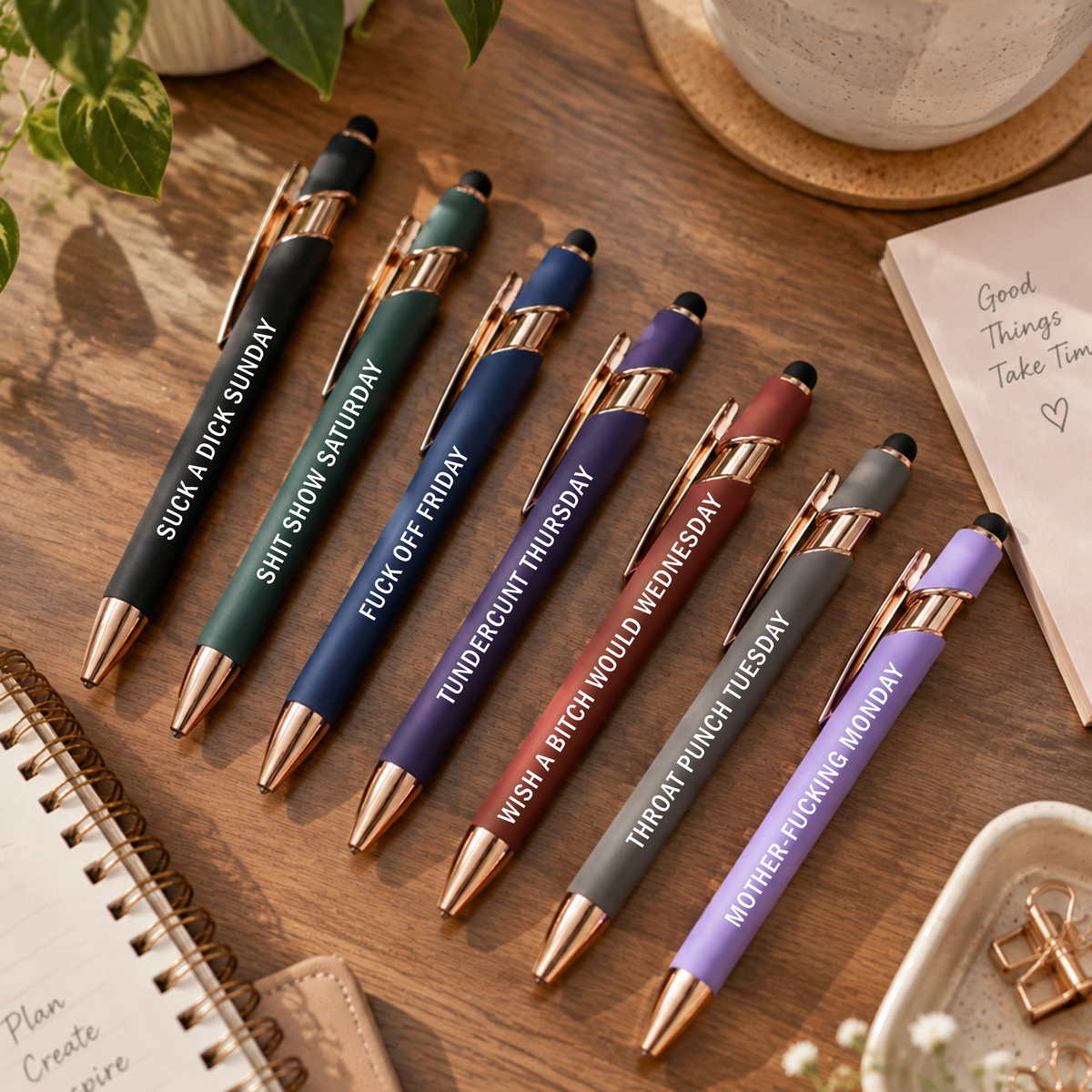 Offensive Days Of The Week - Funny Gag Gifts For Coworker, Boss, Friends - Personalized Pens