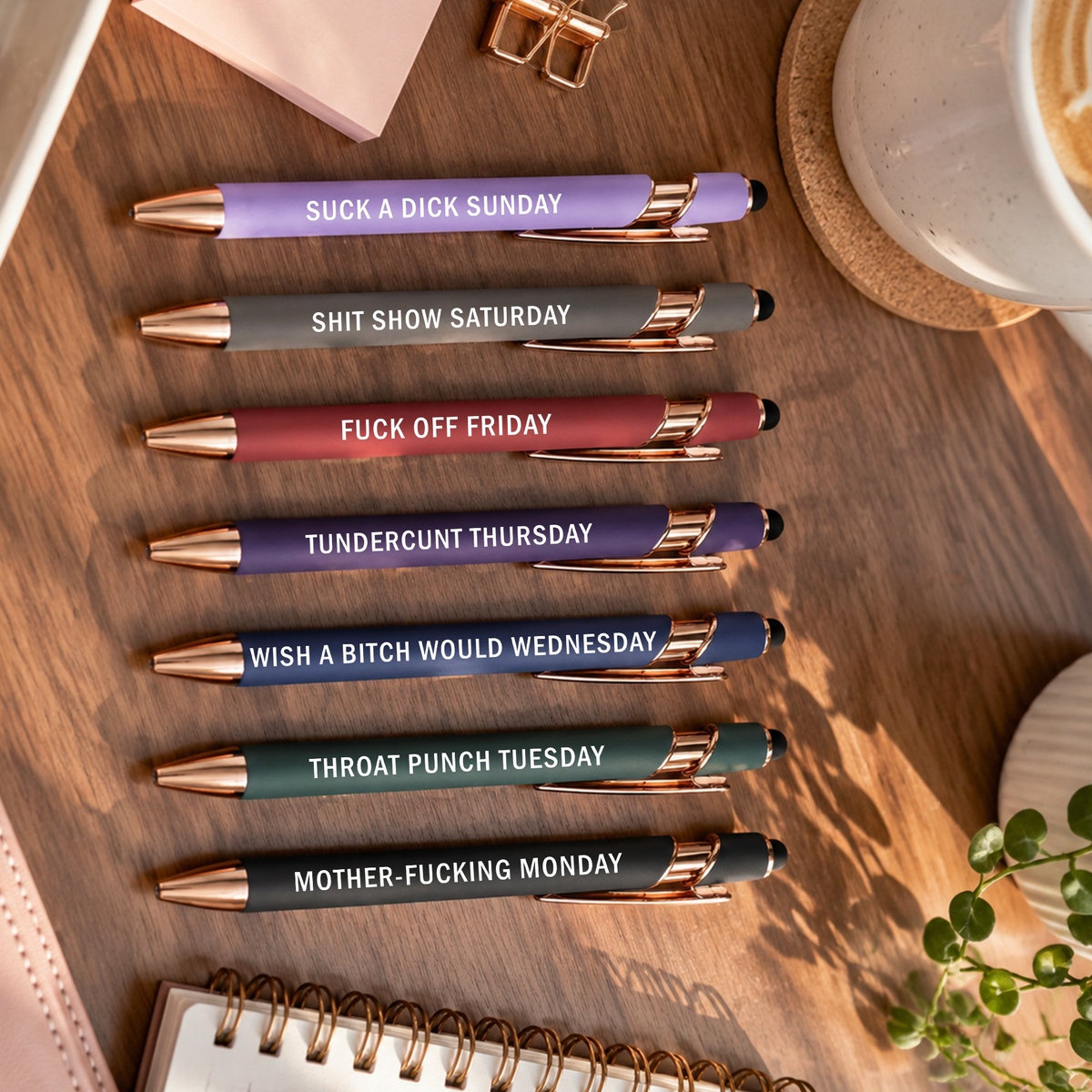 Offensive Days Of The Week - Funny Gag Gifts For Coworker, Boss, Friends - Personalized Pens