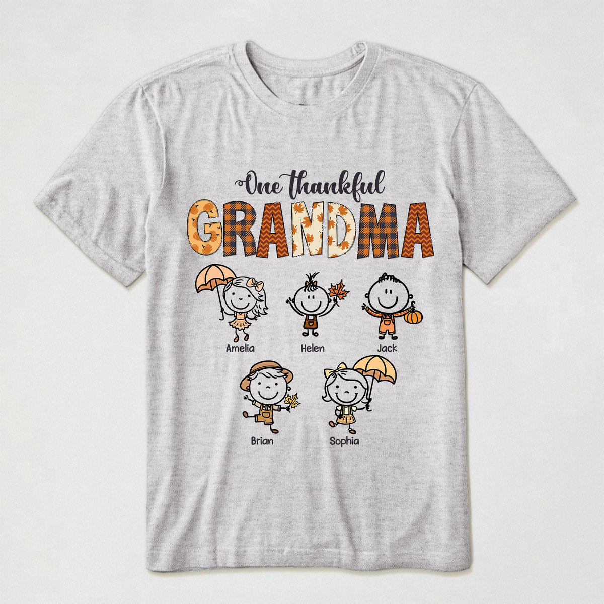 One Thankful Grandma Doodle Autumn Vibe - Personalized Shirt