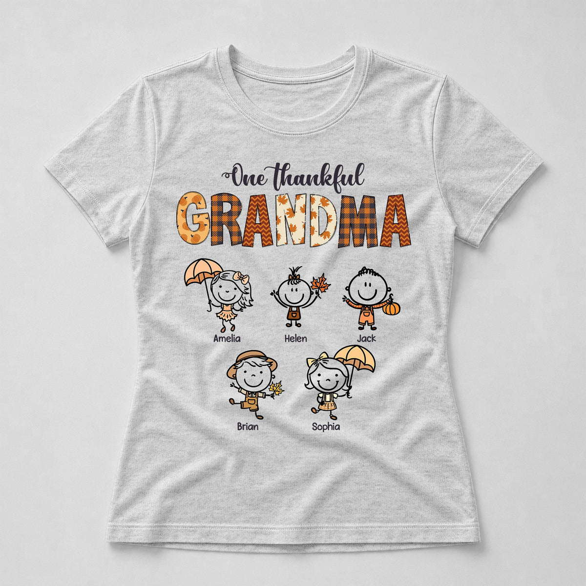 One Thankful Grandma Doodle Autumn Vibe - Personalized Shirt