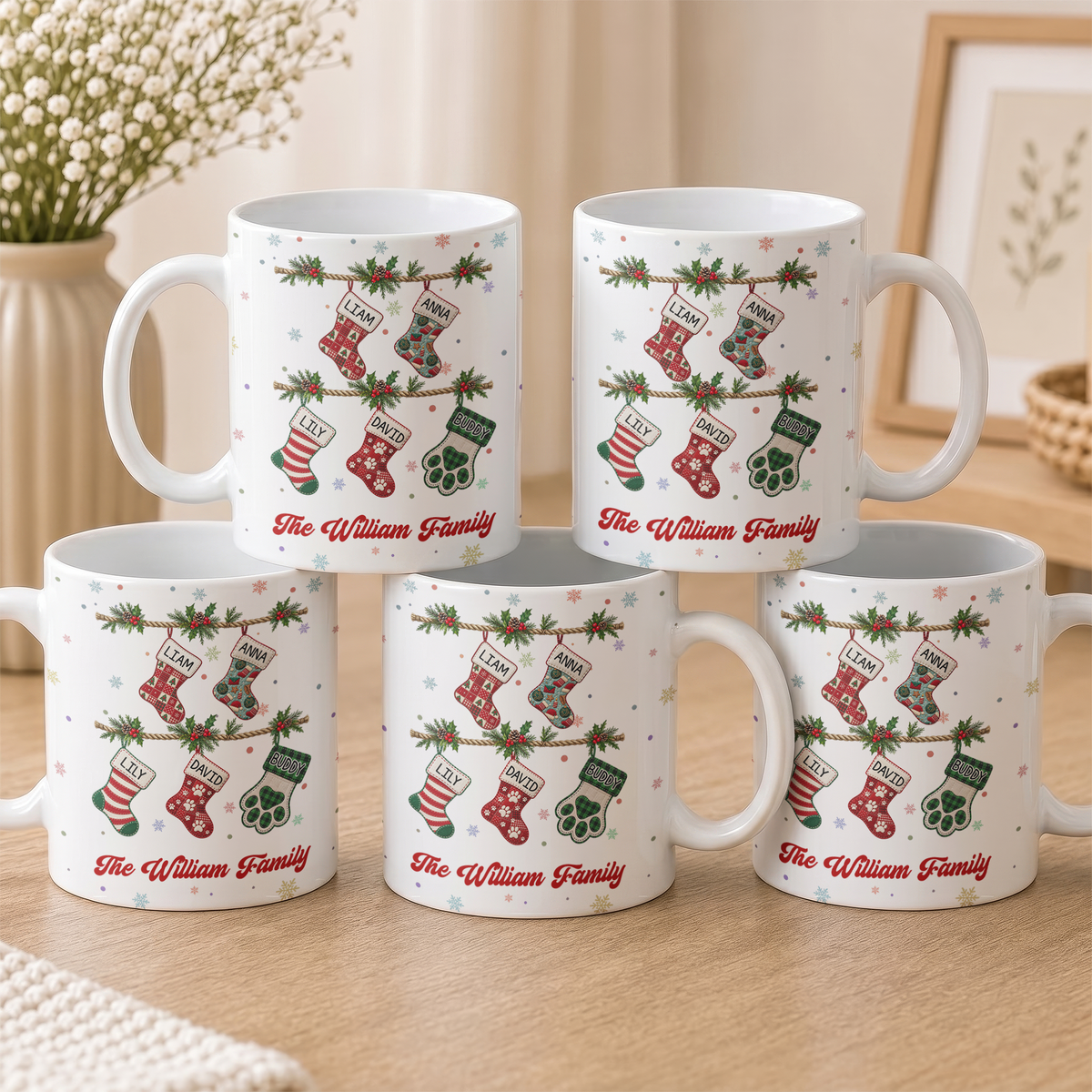 Our Family Patchwork Print Stocking - Personalized Mug