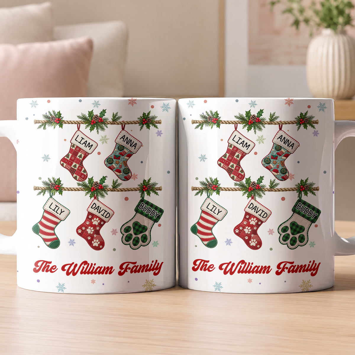 Our Family Patchwork Print Stocking - Personalized Mug