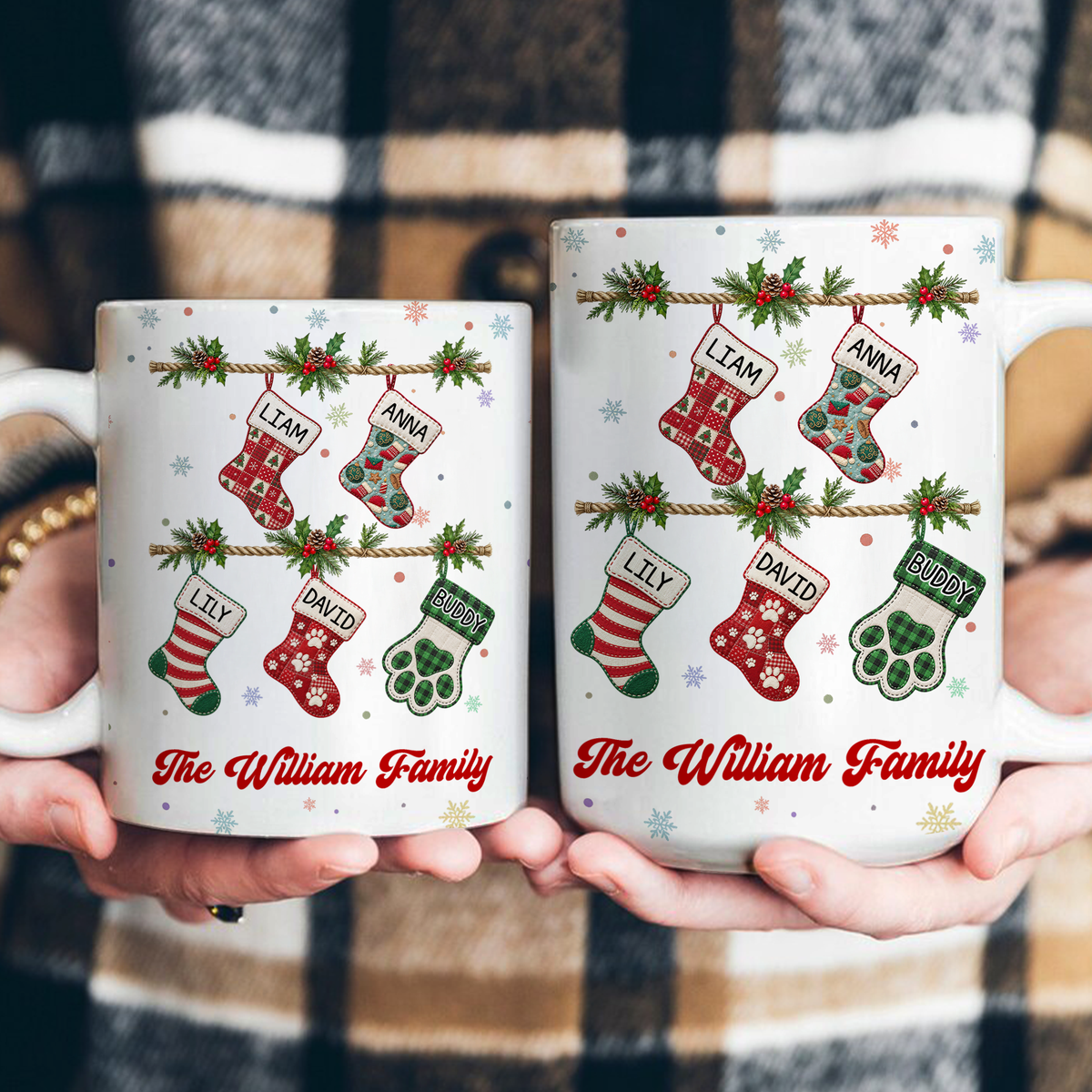 Our Family Patchwork Print Stocking - Personalized Mug