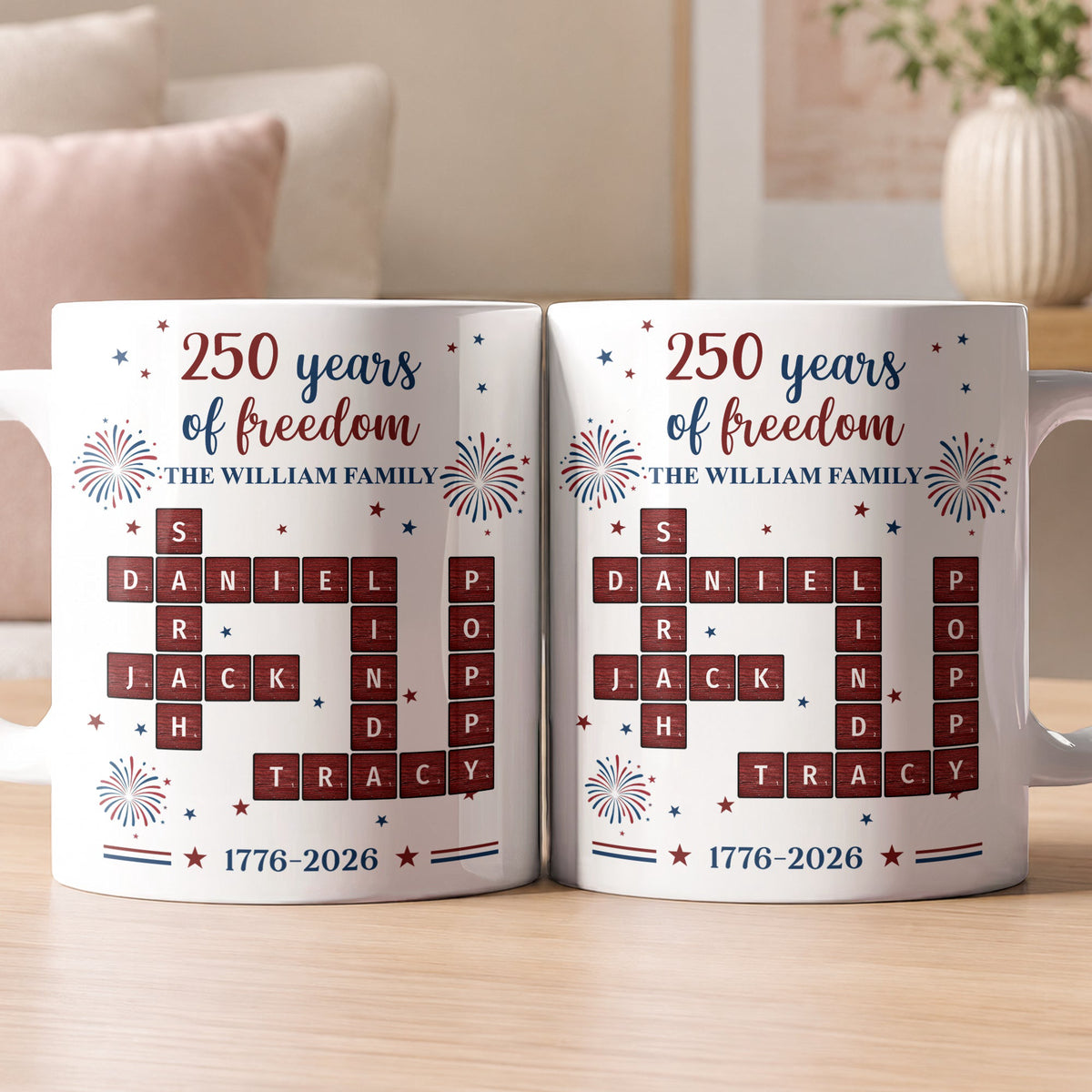 Our Family Scrabble America 250Th Gifts For Mom, Dad, Family - Personalized Mug