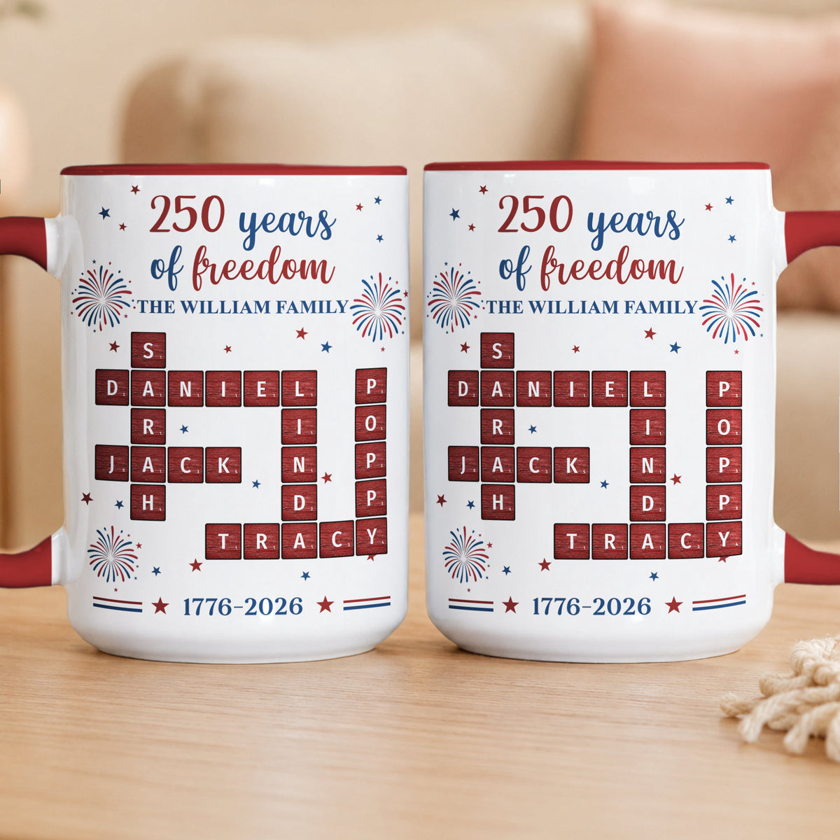 Our Family Scrabble America 250Th Gifts For Mom, Dad, Family - Personalized Mug