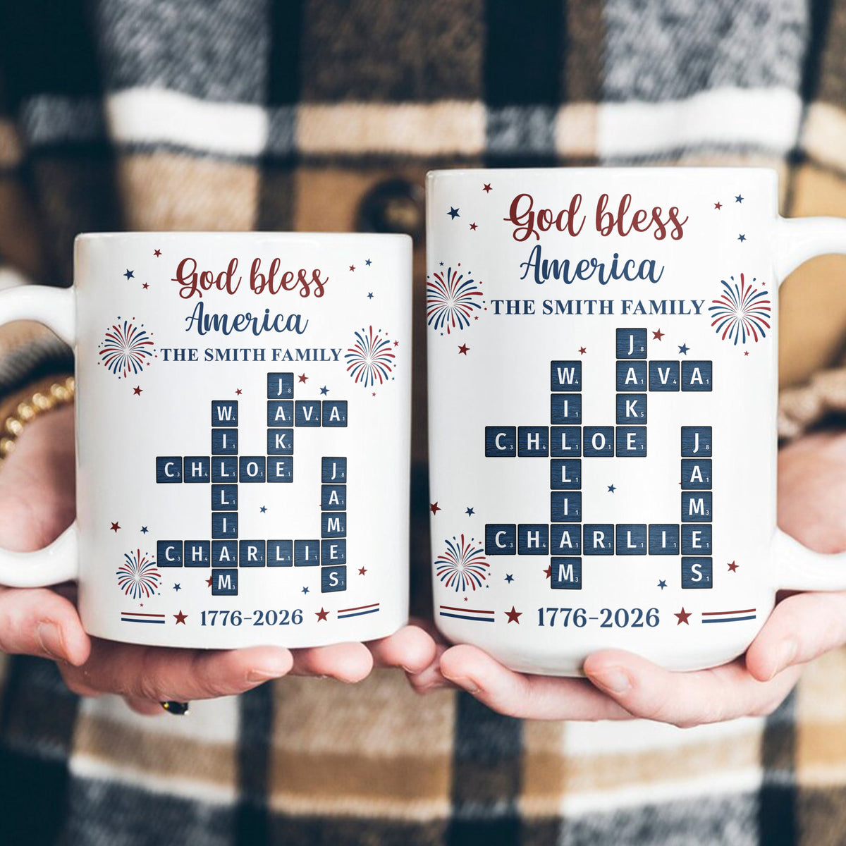 Our Family Scrabble America 250Th Gifts For Mom, Dad, Family - Personalized Mug