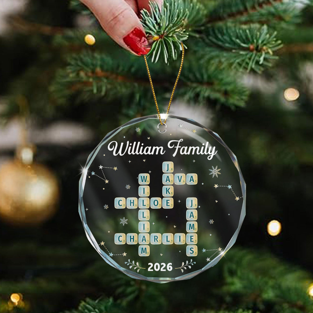 Our Family Scrabble Sea Glass Effect Print - Personalized Ornament