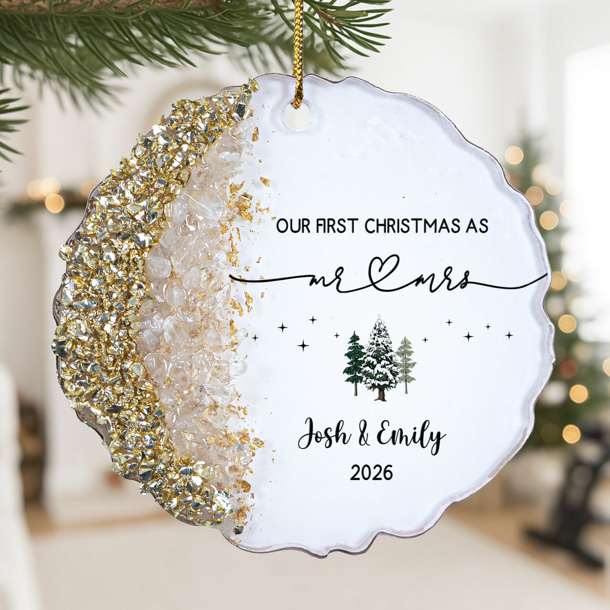 Our First Christmas As Mr. & Mrs. - Wedding Gift Christmas Housewarming Keepsake - Personalized Resin Ornament